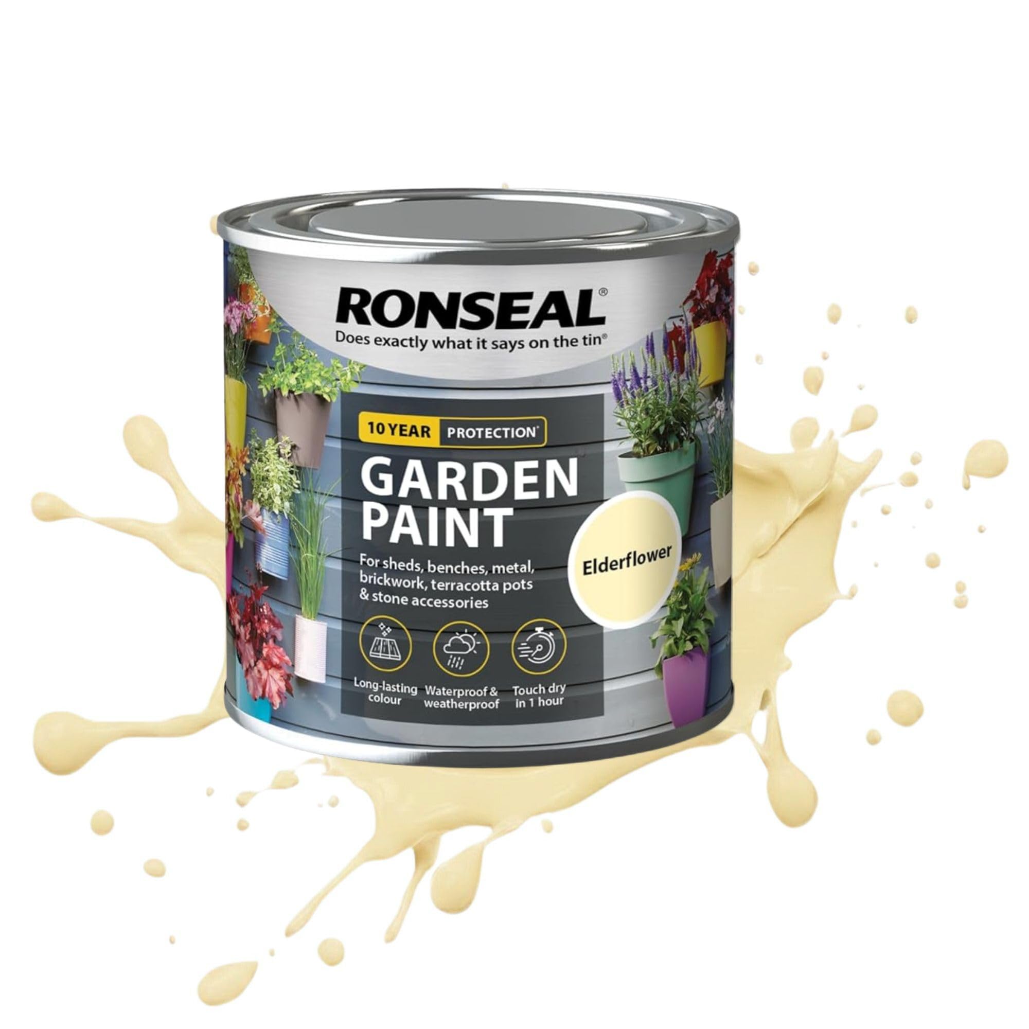 AOC24 750ML Garden Paint Elderflower, Water Based Outdoor Paints, Long Lasting Weather Resistant, Fast Drying Color for Wood, Bricks, Pots, Anti Crack Peeling DIY Paint (Elderflower, 750 M L)