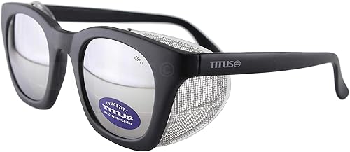TITUS Gafas de seguridad de estilo retro G12 Malla de acero inoxidable plegable suave o escudo lateral emparejado de color