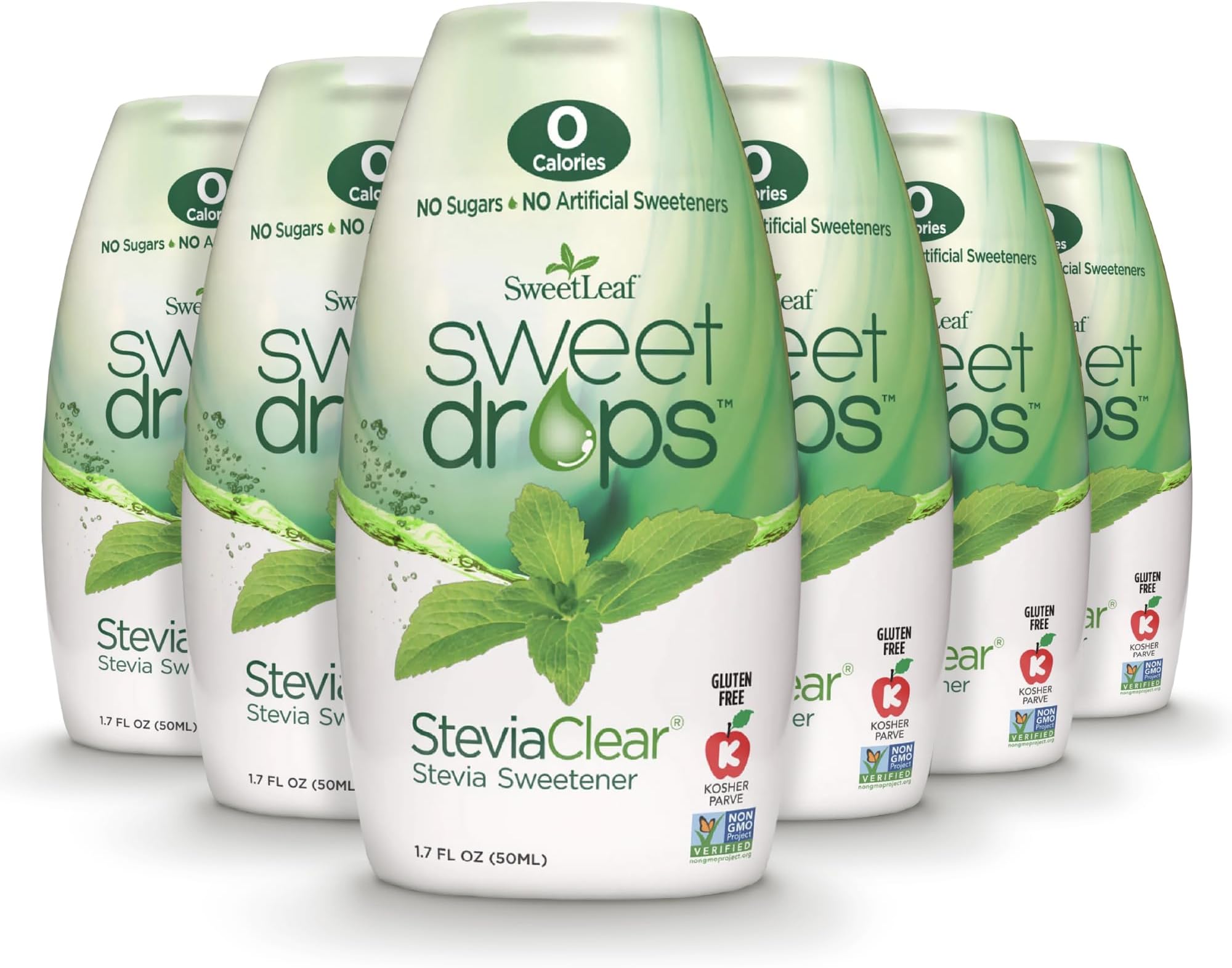 SweetLeaf Sweet Drops - Flavored Stevia Liquid Sweetener, Stevia Extract, Zero Calories, Gluten Free, Keto Friendly, Non GMO, Natural Flavors, Sugar Alternative - Stevia Clear, 1.7 Fl Oz (Pack of 6)
