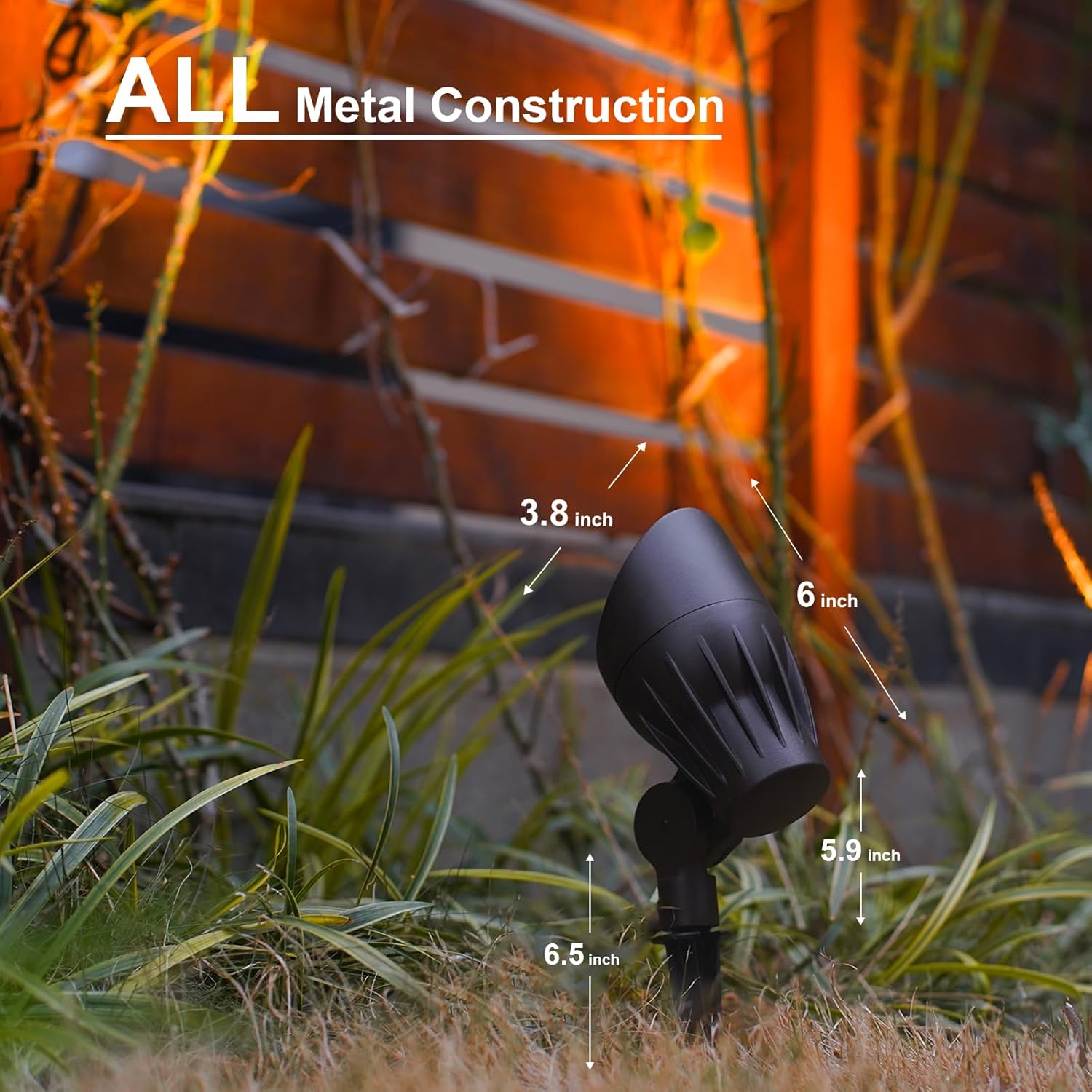 GOODSMANN Low Voltage Landscape Flood Lights 5W LED 8PK Outdoor Spotlight 2700K Warm White Replaceable LED Bulbs Outside Hardwired Lighting with Metal Stake Cable Connector Replaceable