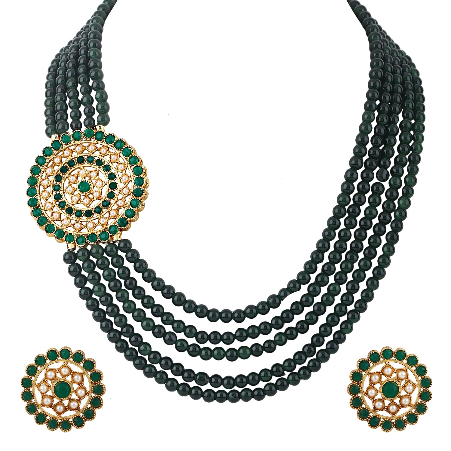 Shining Diva Fashion Latest Stylish Fancy Long Traditional Pearl Necklace Jewellery Set for Women (12460s), Green, One (B09MQQCY3C) Amazon Price History, Amazon Price Tracker