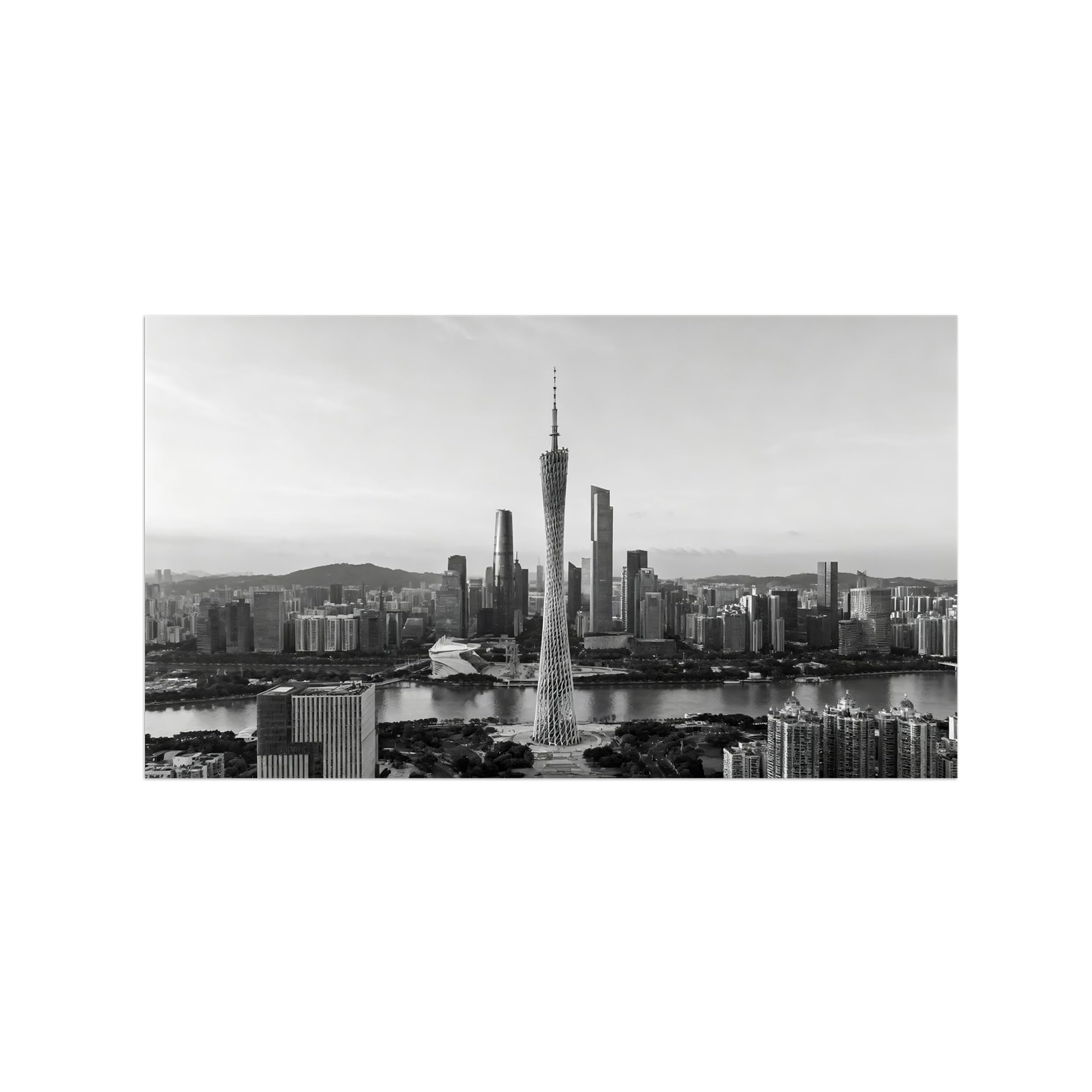 City Tower Black White Landscape Wall Art Prints 40x70cm Unframed