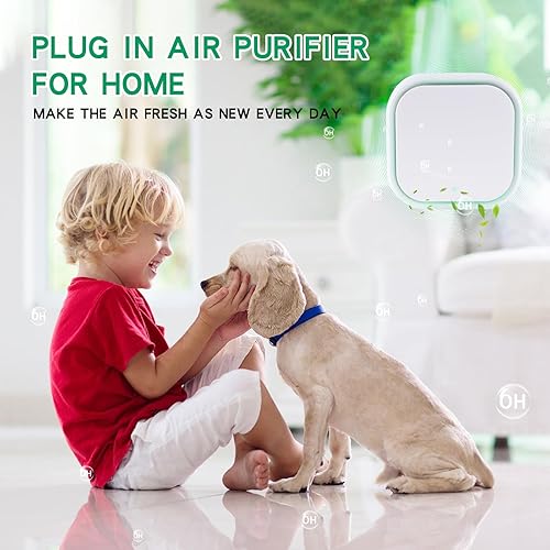 Miniatura 3 de Paquete de 2 purificadores de aire de iones negativos con luz nocturna, ionizadores de aire para el hogar, silencioso y portátil, enchufable,