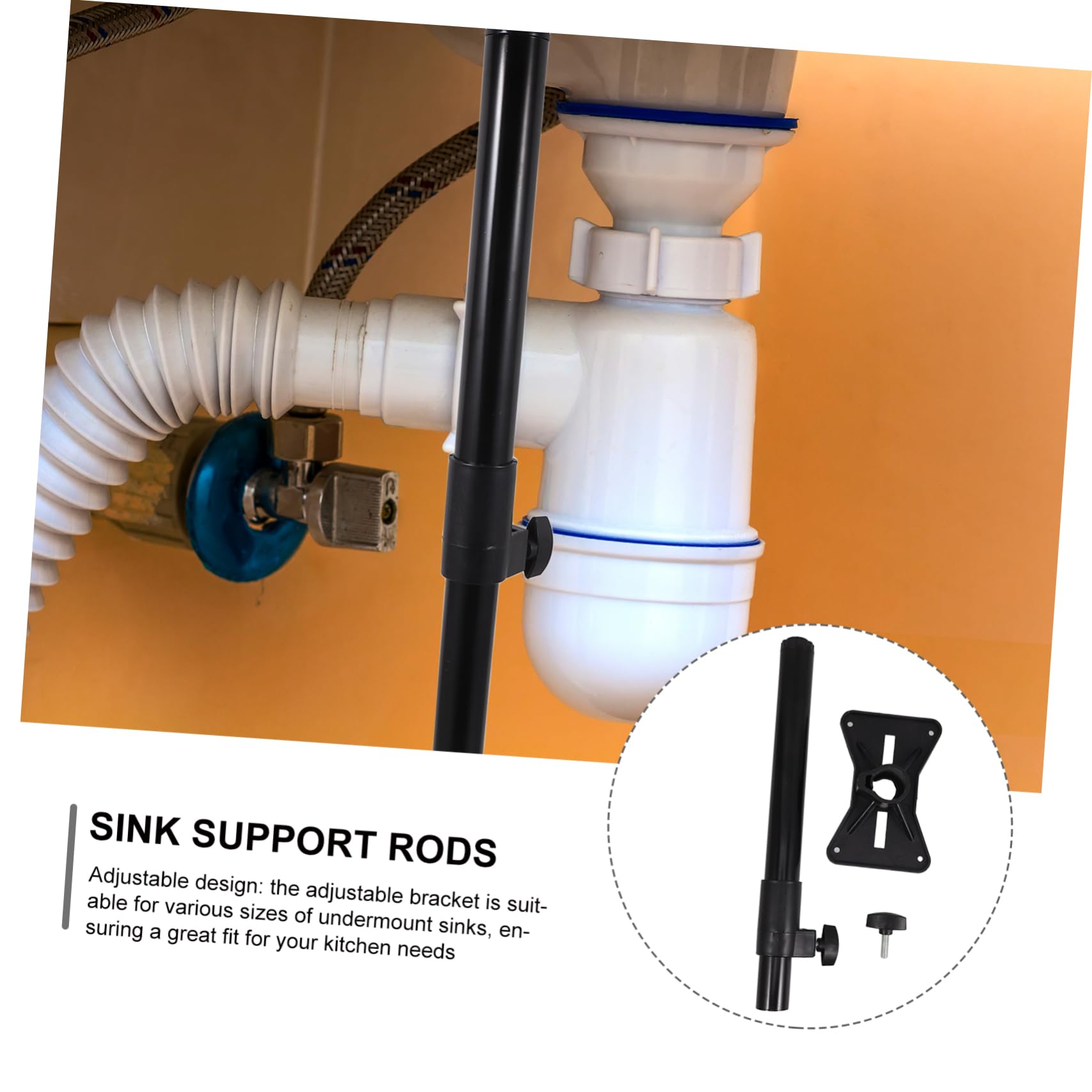 Soporte Ajustable Negro para Lavabo bajo Encimera y Fregadero