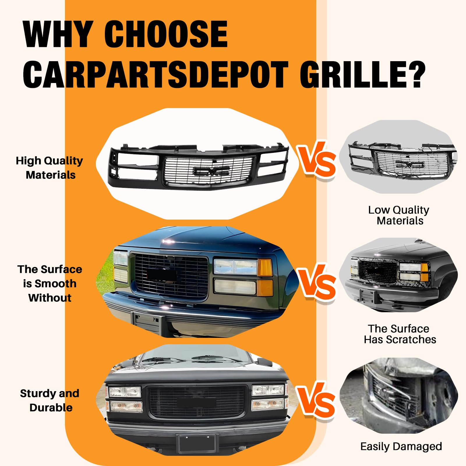 Amazon | CarPartsDepot フロントブラックグリルアセンブリグリル