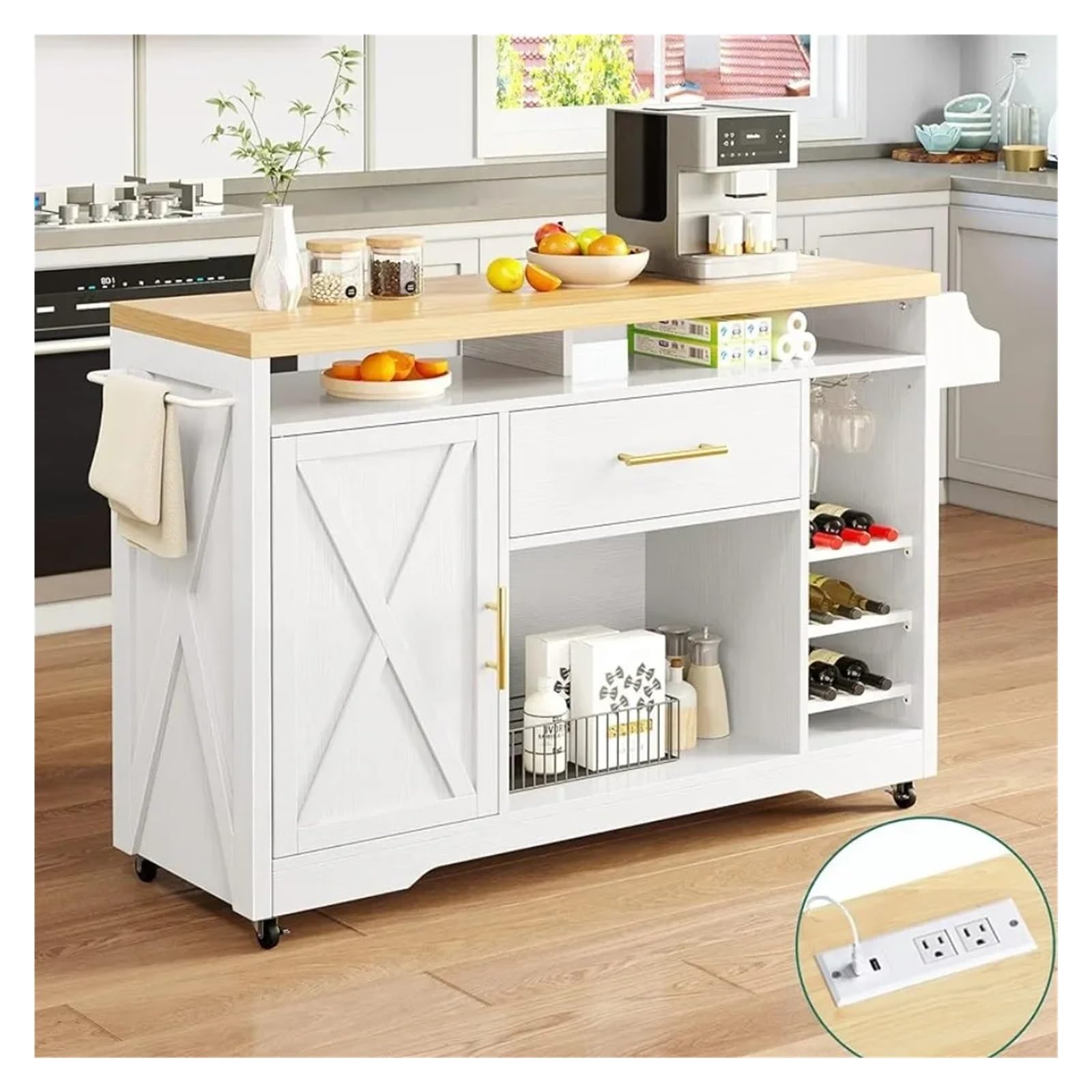 Carrello Multiuso da Cucina Armadietto Portatile con Isole mobili su Ruote, Carrello portaoggetti da Cucina for Cucina, Sala da Pranzo, Bagno Carrello di Servizio