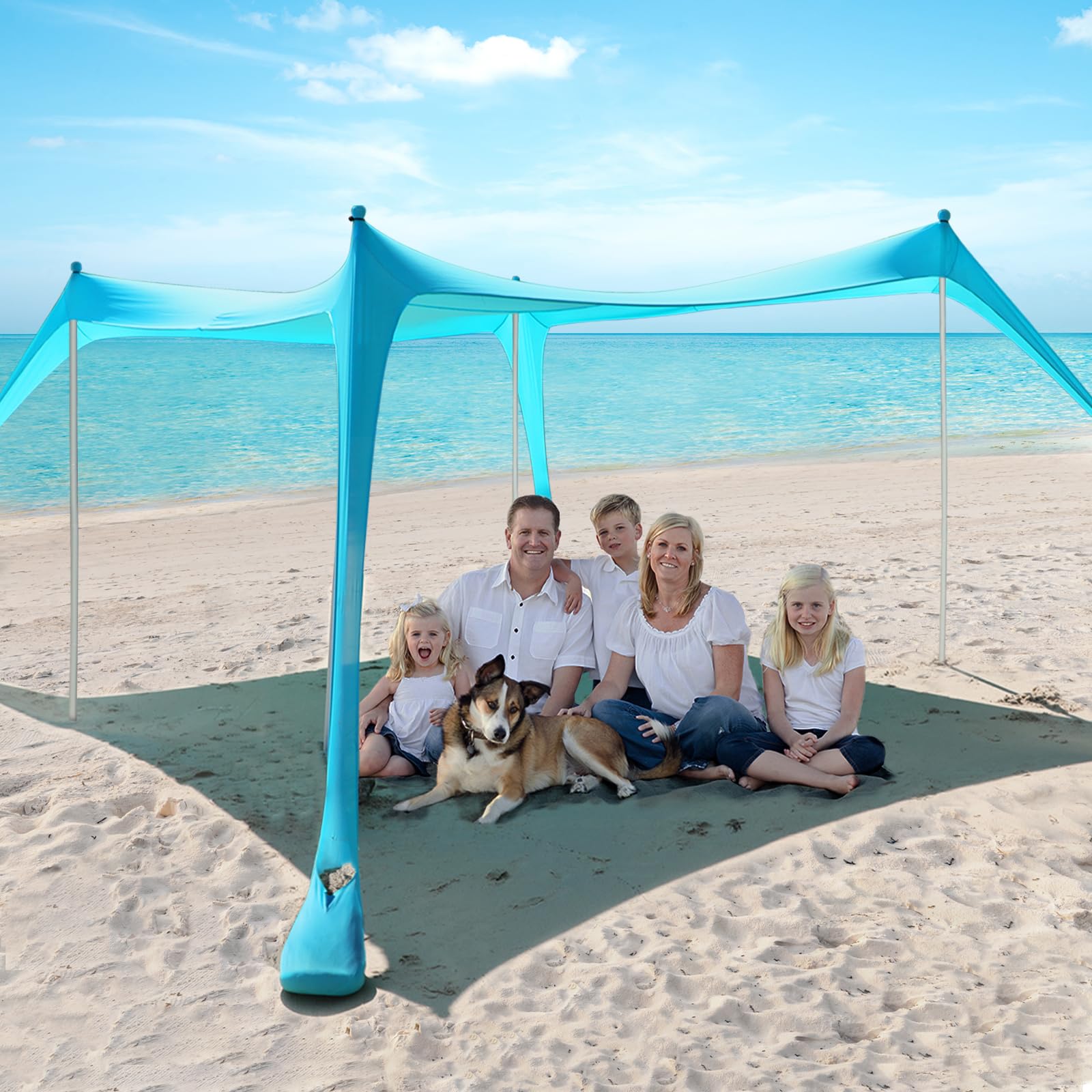 lycra beach tent Sun Shelter - 10 x 10 Ft Beach Canopy UPF50+ UV Protection Tent color-rhodium silver perfect for any outdoor Size:3P Plug & Drive |