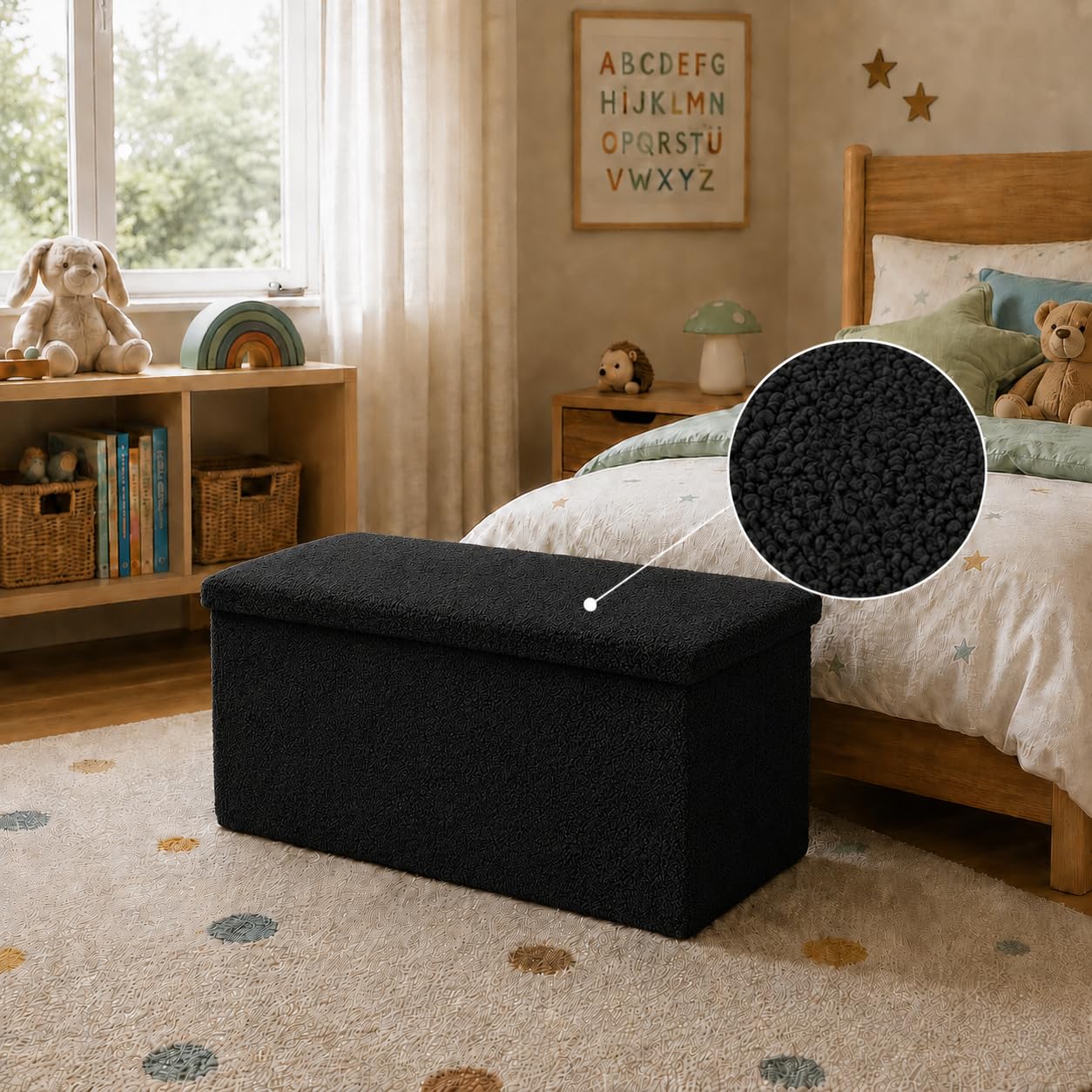 GX GARGIX Panca Contenitore in Tessuto Teddy, Pouf Portaoggetti Imbottito con Coperchio, Panca da Camera da Letto Soggiorno Cameretta, Design Moderno e Morbido (GX/TED-6)