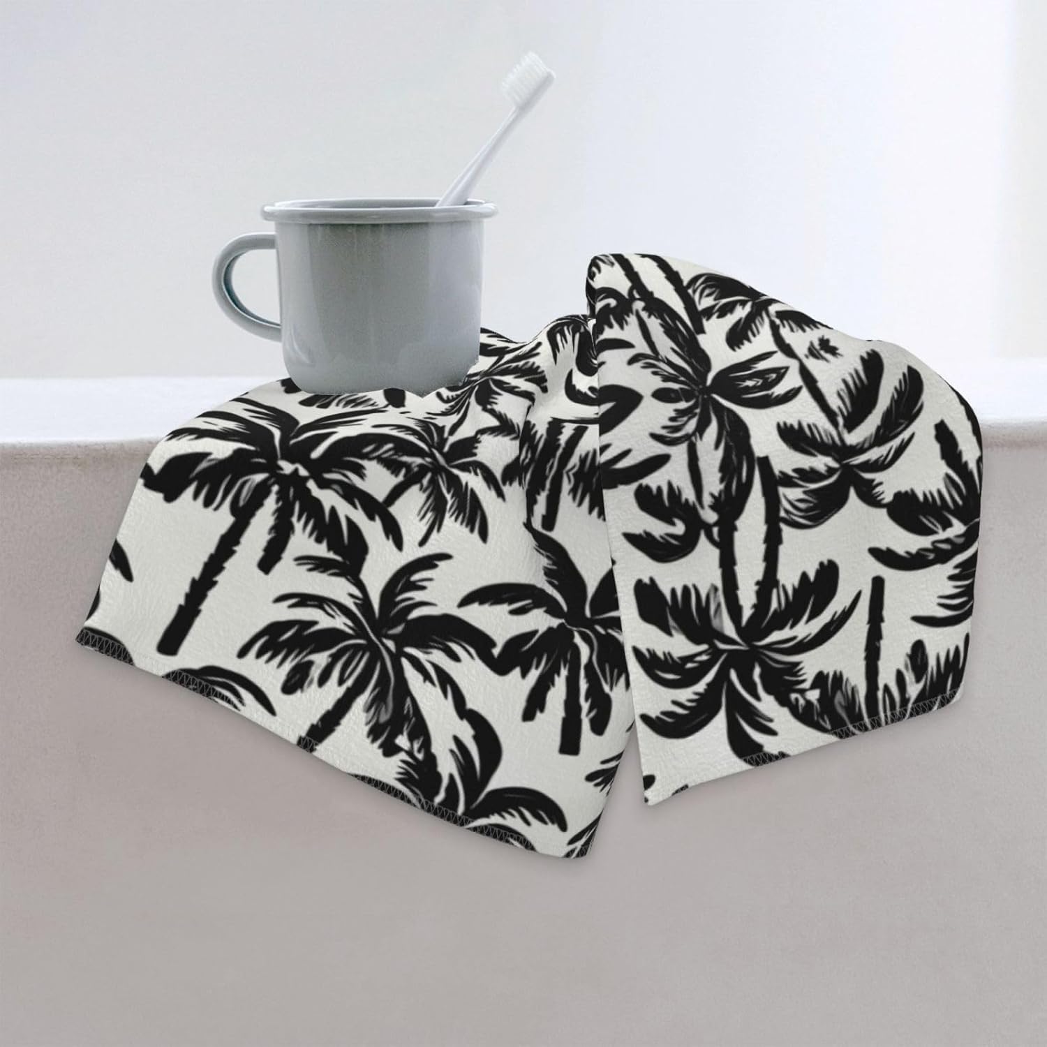 Palm Tree Print Hand Towels for Kitchen, Decorative Bathroom Towels Decor Farmhouse Cute for Men Women Gifts