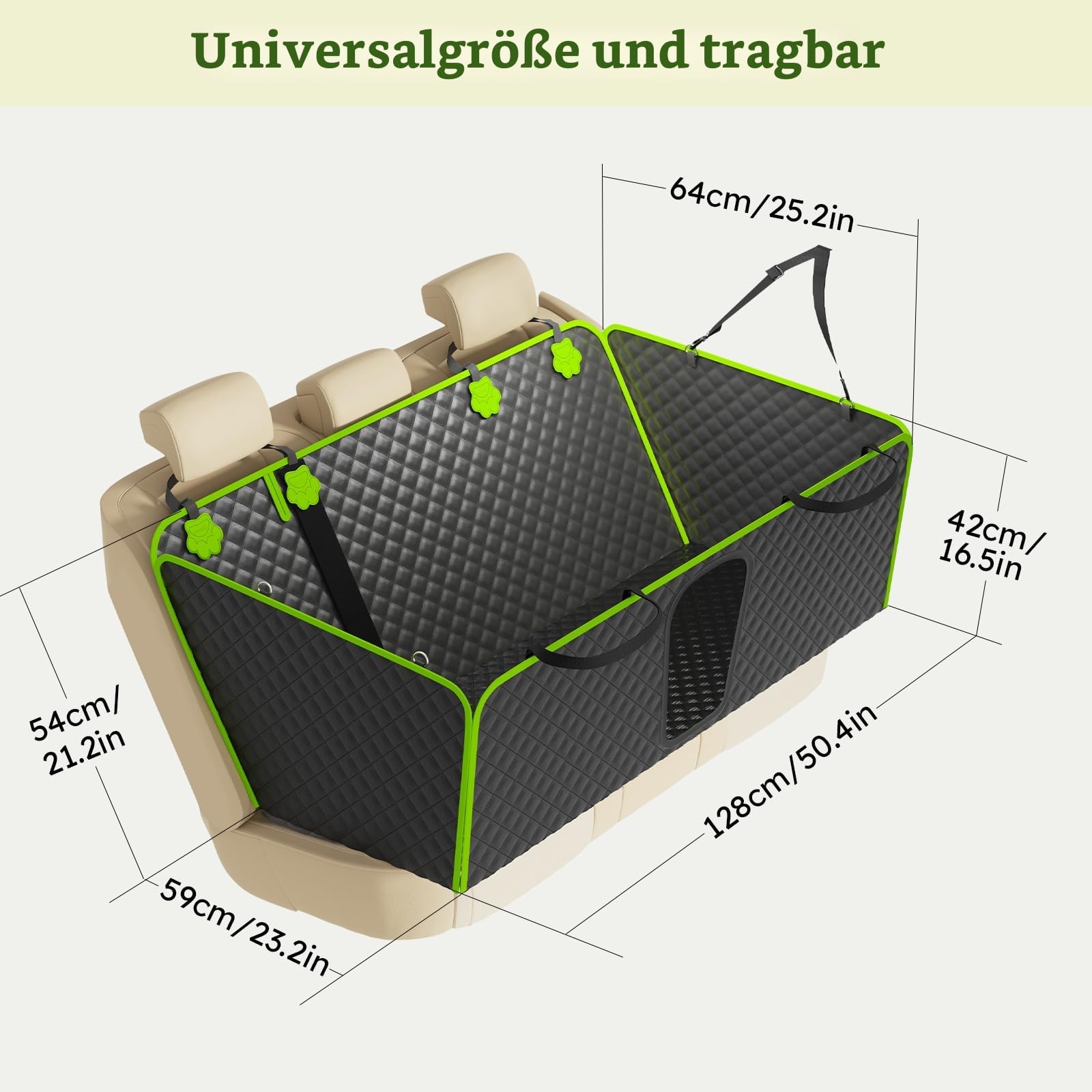 pecute 2-in-1 Hundedecke Auto Rückbank, Extra Stabiler Hunde Autositz, Hunde Autositz Rückbank Verbreitert, Autoschondecke Hund Rücksitz mit Harter Unterseite, wasserdichte & Anti-Kratz, Sofa Textur