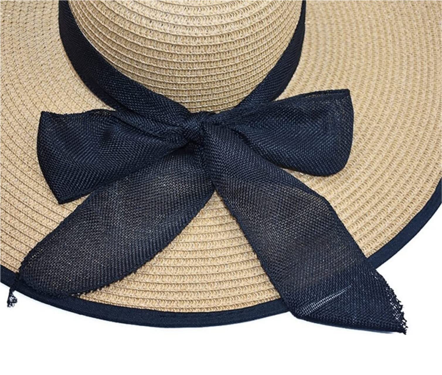Sombrero de Playa Plegable, Sombrero De Paja Verano para Mujer, Playa ala Ancha Grande, Flexible para El Sol para Adultos Sombrero Playa Verano