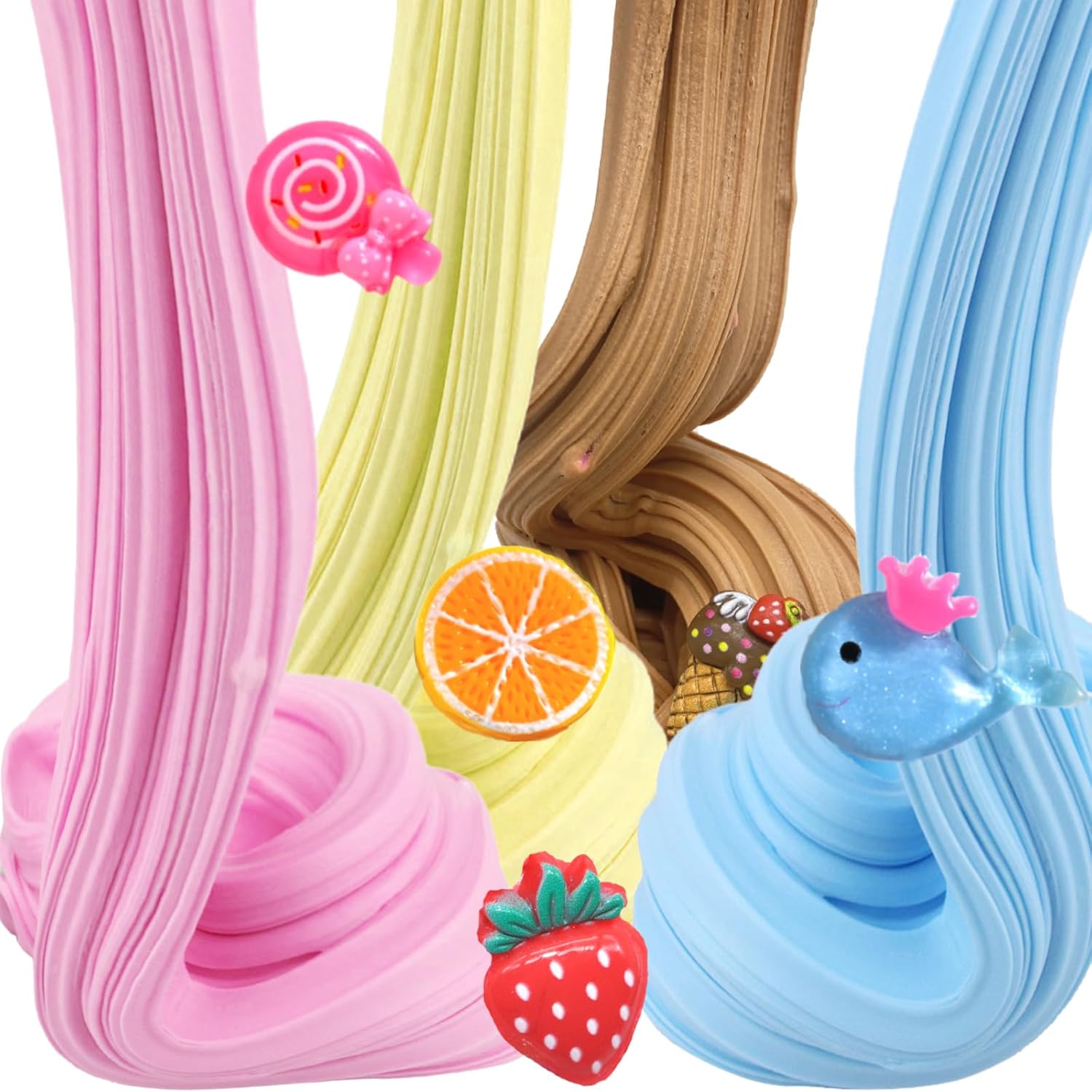 Butter Slime Kit for Girls 35 Pack, Party Favors with Watermelon, Coffee, Mint, Candy, and Lemon Slime, Stretchy and Non-Sticky, Stress Relief Toy for Boys, Easter Basket Stuffers