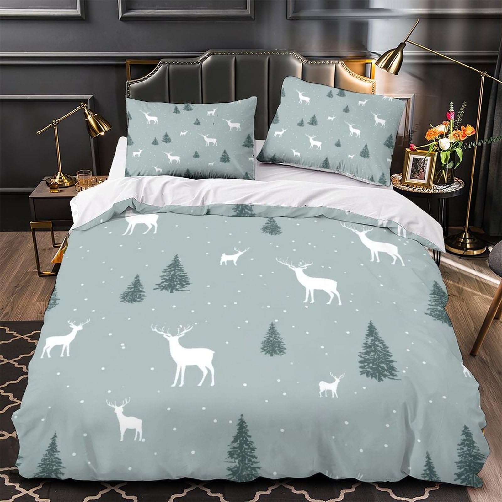 Housse de couette 220x240cm fleurs sauvages King en microfibre ultra douce