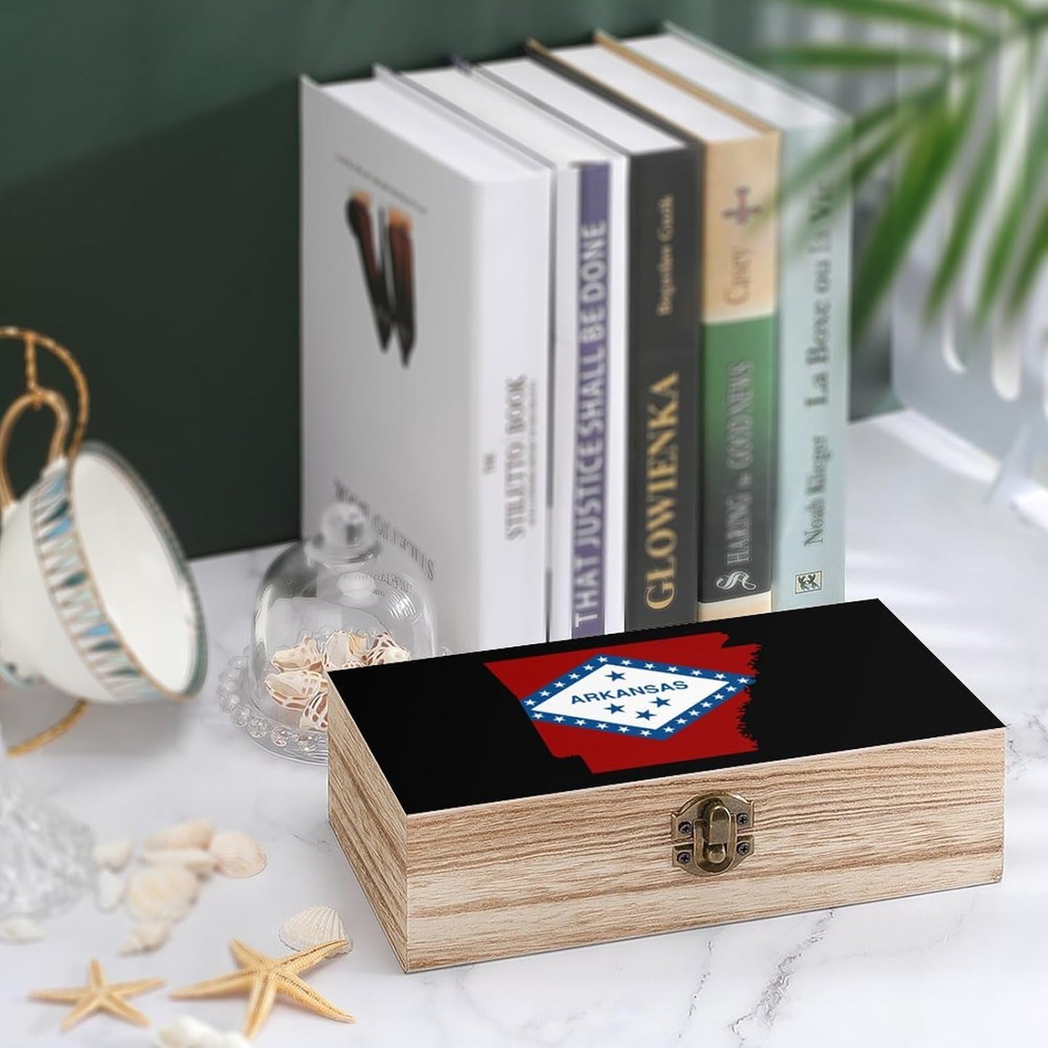 Arkansas Map Flag Funny Storage Boxes with Lid Wood Home Organizer image 4