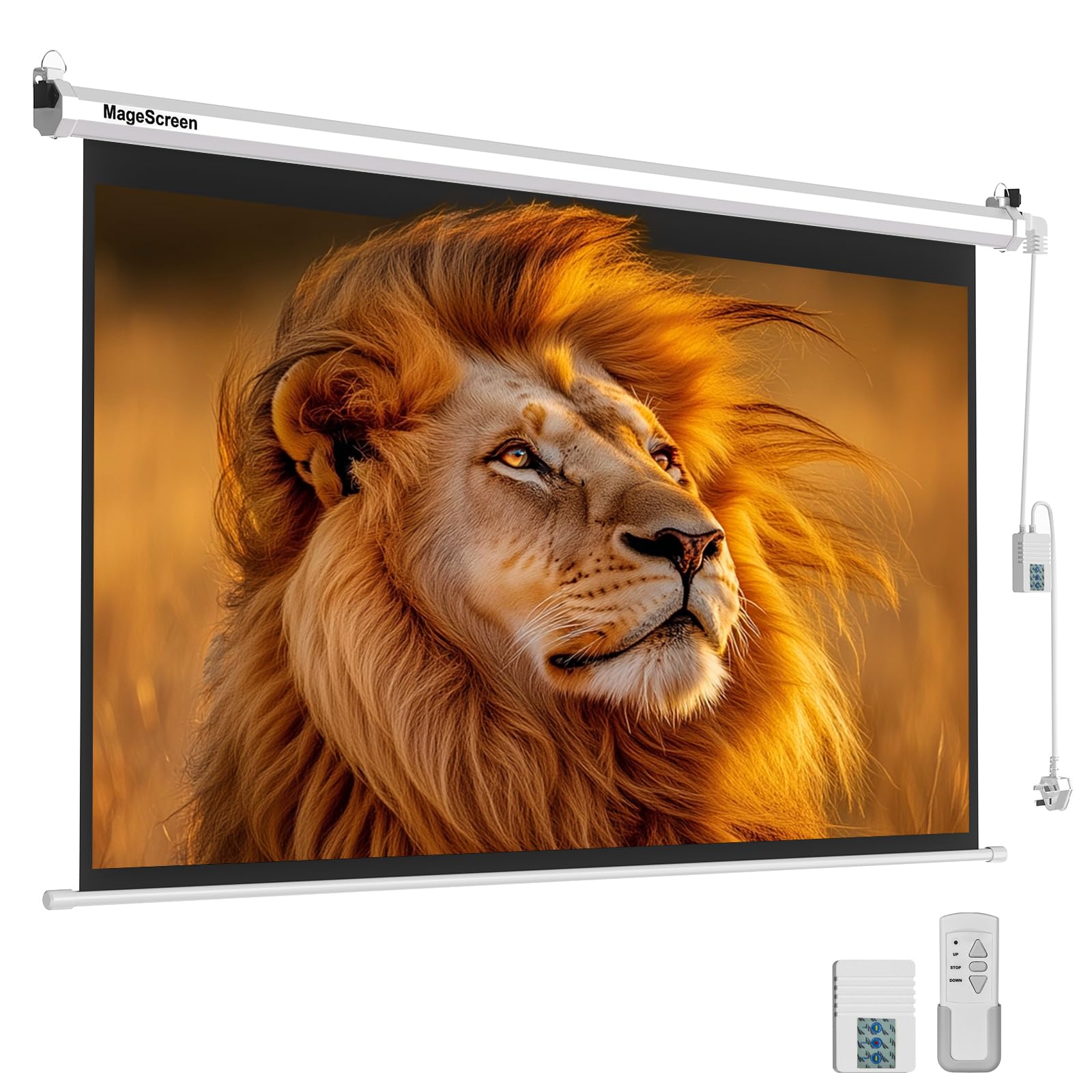 120" 16:9 Motorized Projector Screen with Dual-Side Power Inlet