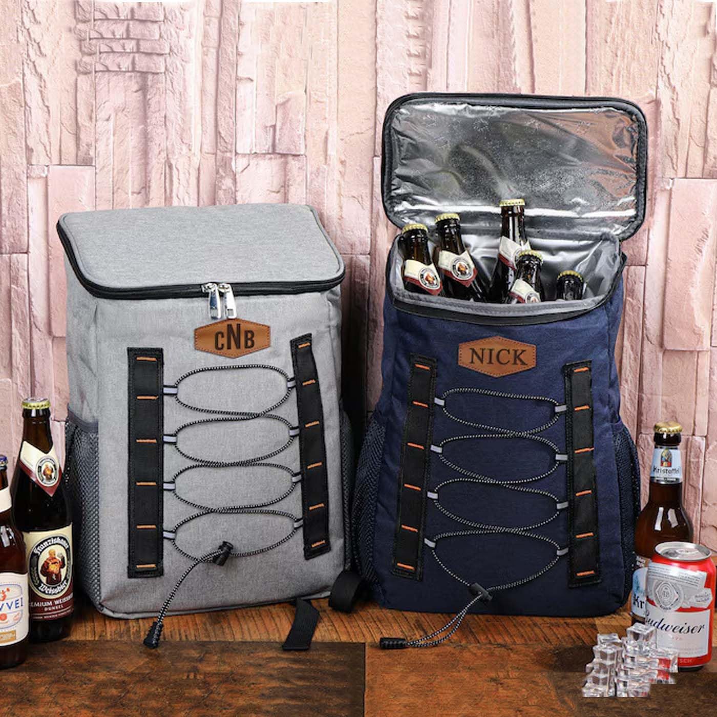 Personalized Groomsmen Cooler Backpacks, Custom Name Lunch Cooler Backpack, Hiking Cooler Backpack, Golf, Beer Cooler Equipments for Father, Husband, Groomsmen Gifts (Style A)