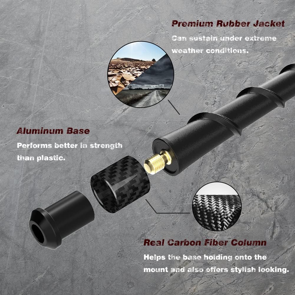 RYDONAIR Short Antenna Compatible with Jeep Wrangler 2007-2025 & Jeep Gladiator 2020-2025, Internal Copper Coil for Enhanced Reception, Car Wash Proof, 6.9" Spiral Rubber Antenna Replacement