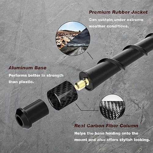 Miniatura 3 de RYDONAIR Antena corta compatible con Jeep Wrangler 2007-2025 y Jeep Gladiator 2020-2025, bobina de cobre interna para recepción mejorada, a prueba