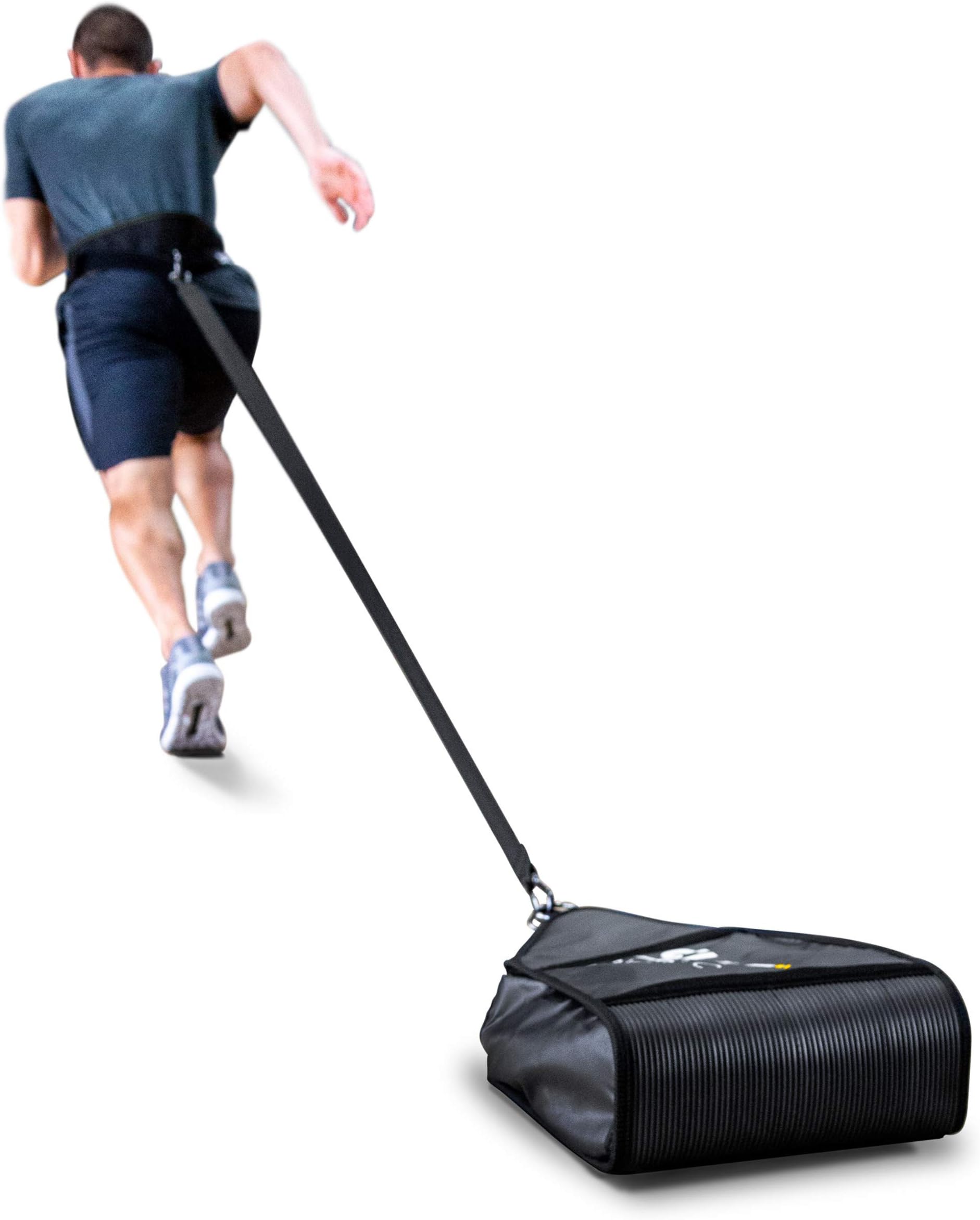 Speed Sac, Variable-Weight Resistance Sled Trainer, Strength Training Equipment, Adjustable Leash & Waist Belt, Black, 4.54-13.6kg
