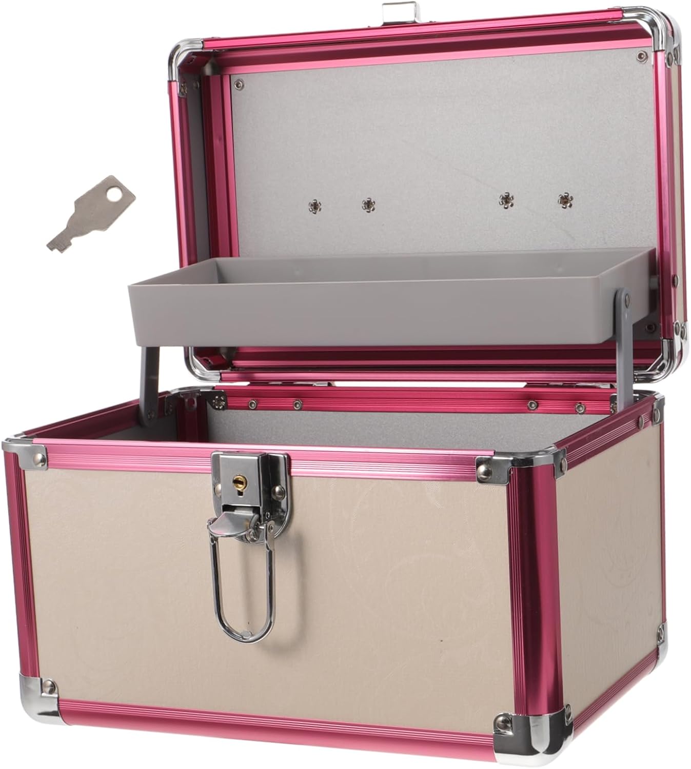 Cabilock Portable Sundries Tool Box Layered Organizer for Cosmetics Tools Capacity Hard Storage Case with Handle for Home Travel Stylish Design Light