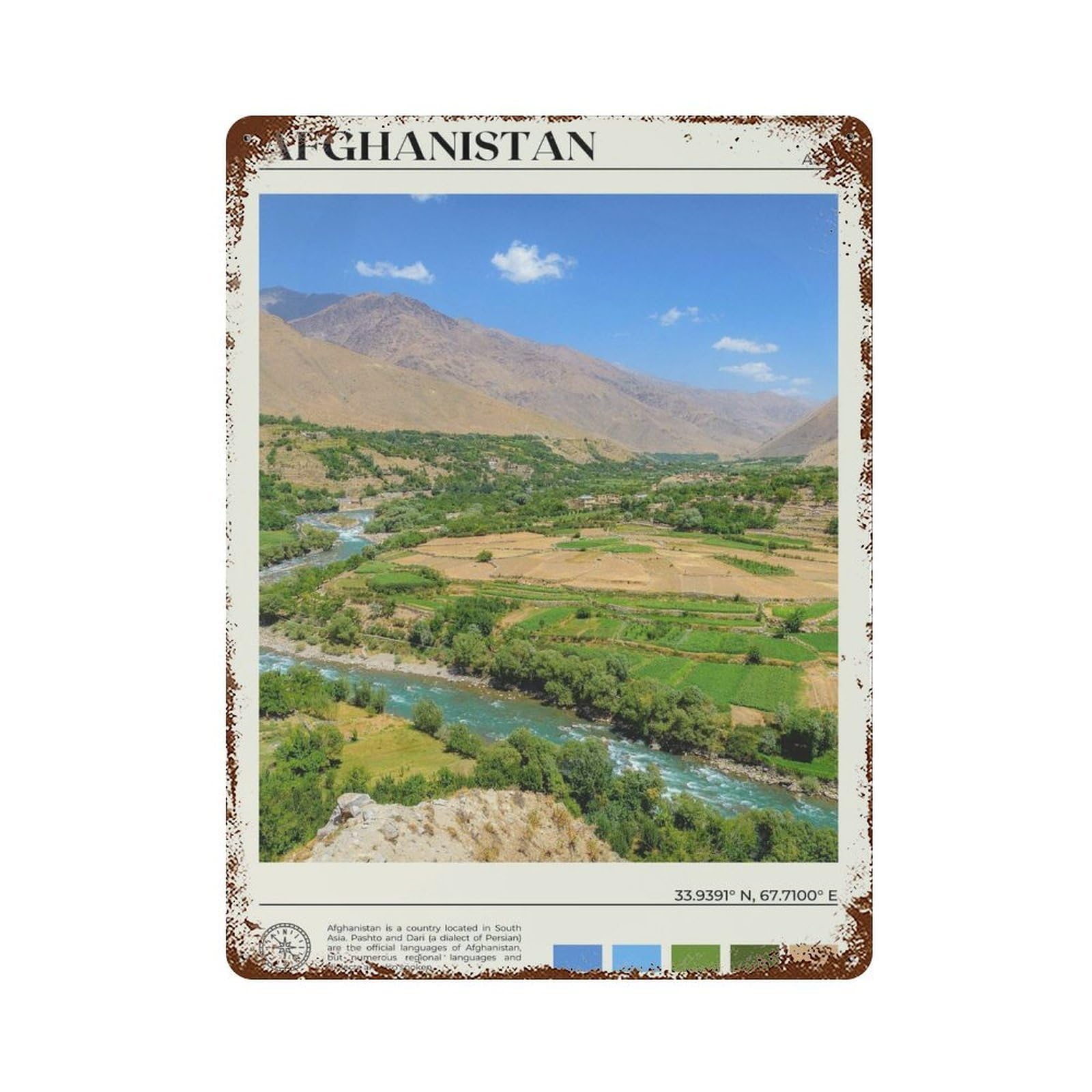 xiaoxiaoshen Real Photo Afghanistan Decor Wall Decor Art Metal Tin Poster Modern Home Decor Art Home Bar Shop Decorations Vintage Sign 40x30cm
