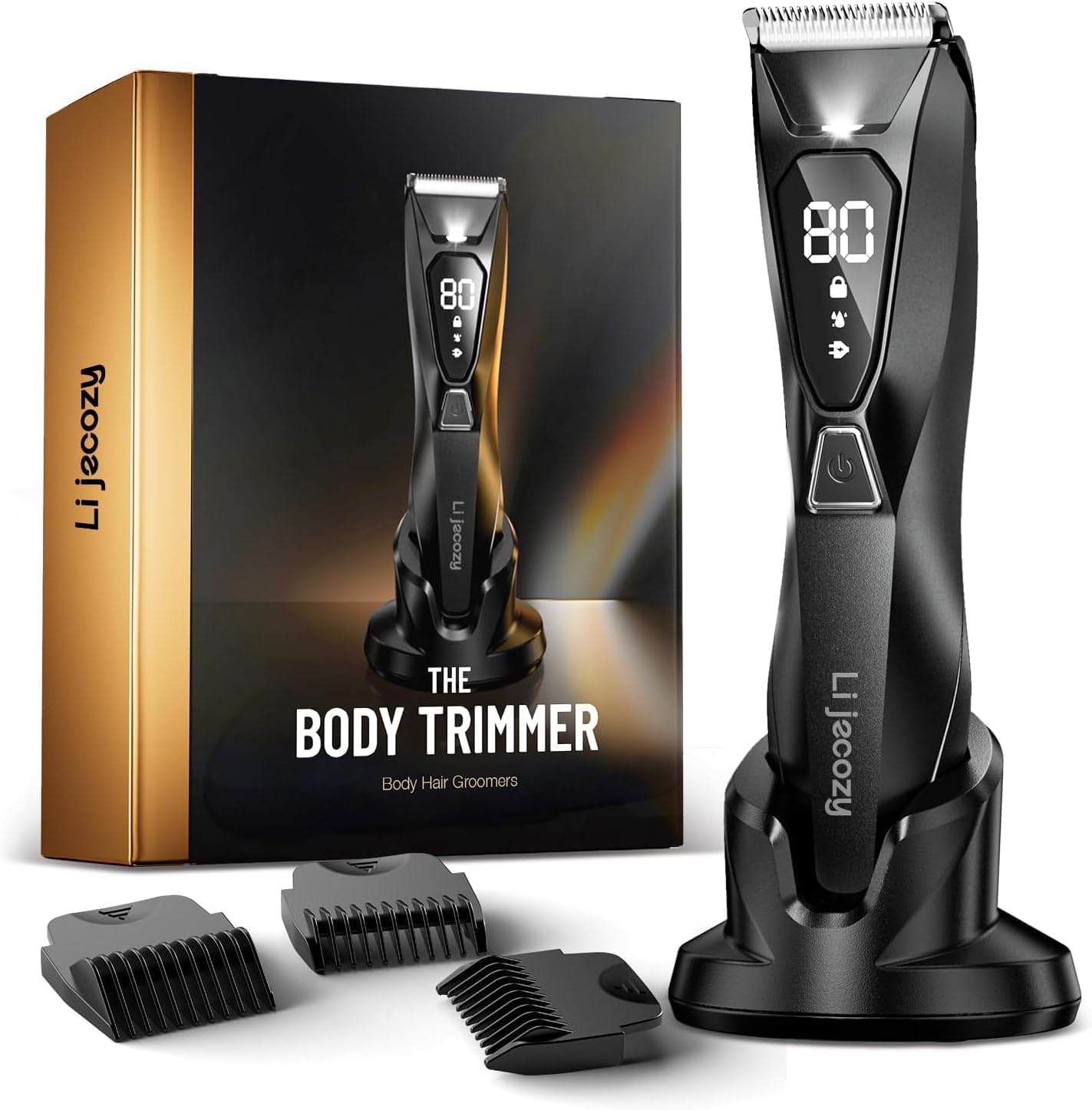 Body Groomers for Men - Pubic Hair Trimmer for Man - Waterproof Wet/Dry- Electric Ball Shaver with Display & Light