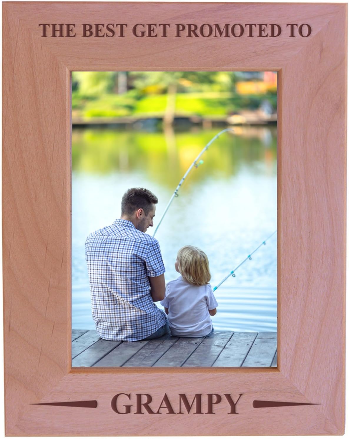 CustomGiftsNow The Best Get Promoted to Grampy - Wood Picture Frame - Fits 5x7 Inch Picture (Vertical)