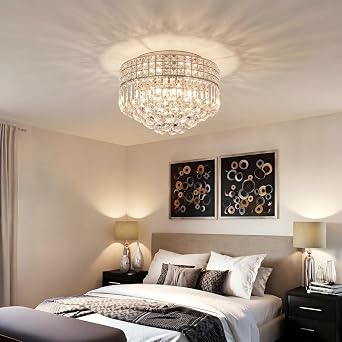 Crystal Chandelier Ceiling Light Fixture D42cm Modern Round Hanging Large 5-Light for Hallway, Dining, Living, Bedroom & Bathroom [Energy Class G]