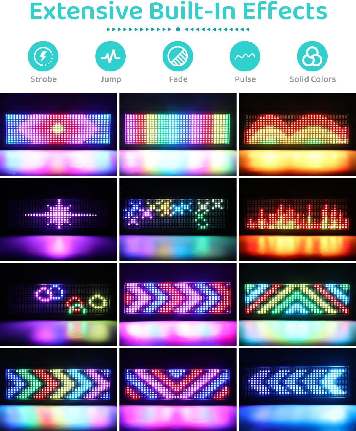 Telbum LED Strobe Light for DJ Stage Party, 432LEDs RGB Strobe Lights Sound Activated DMX512 Control, Muti-Animation Effects, Uplighting Wash Light for Halloween Club Bar Event Concert Church Wedding