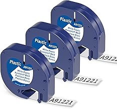 Aken Label Tape Compatible with Dymo Letratag 12mmx4m Compatible with Dymo Letratag 200B LT100H LT100T XR Labeller, Plastic Labels Black on White S0721610