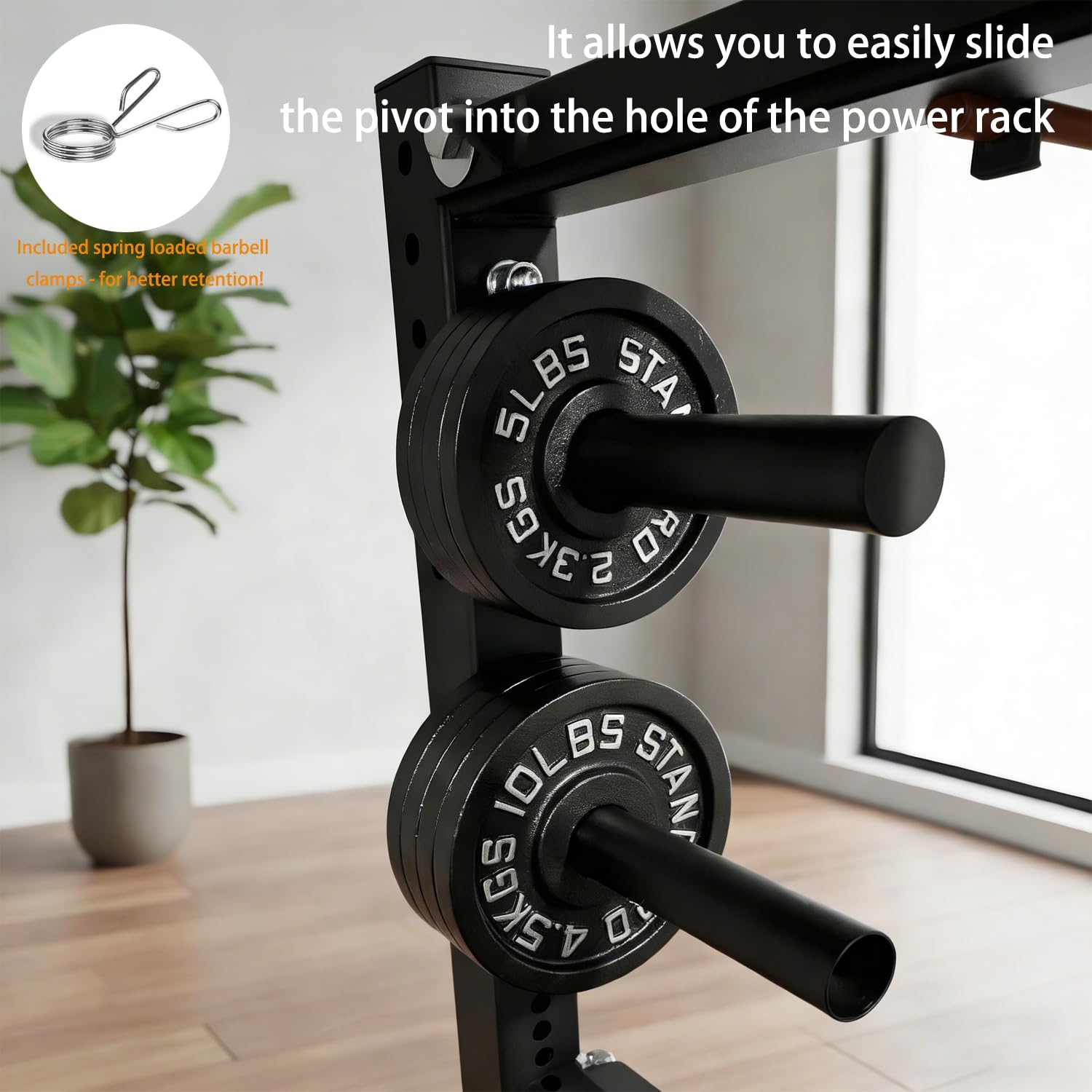 2-teiliges Set Squat Rack Aufbewahrungsstange für Langhantelstange 50mm, Kompatibel mit 26mm Säulen, Robustes Design und Einfache Montage