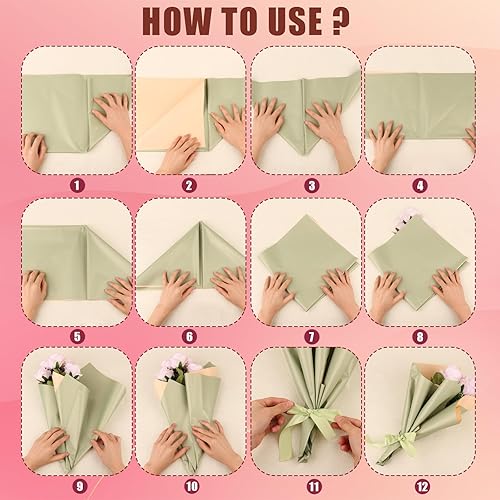 Miniatura 3 de 20 hojas de papel de regalo de flores, 22.8 x 22.8 pulgadas, papel de regalo floral de doble cara para boda, graduación, día de San Valentín