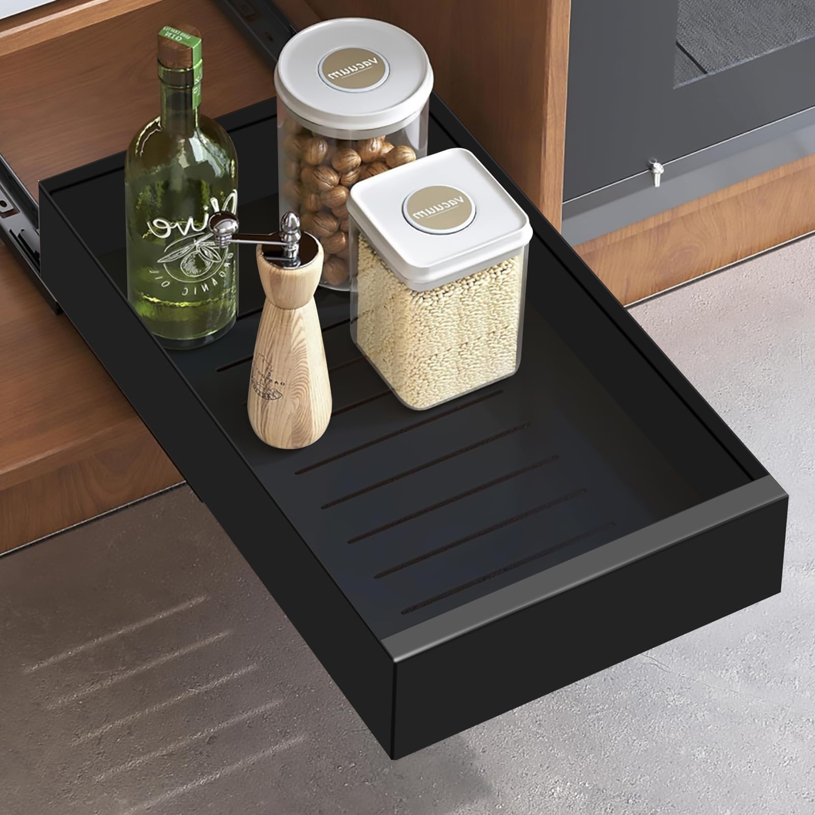 Ausziehbarer Schrank-Organizer 2 Ebenen - Teleskopschublade 31,5-56,5cm Breite Weiß