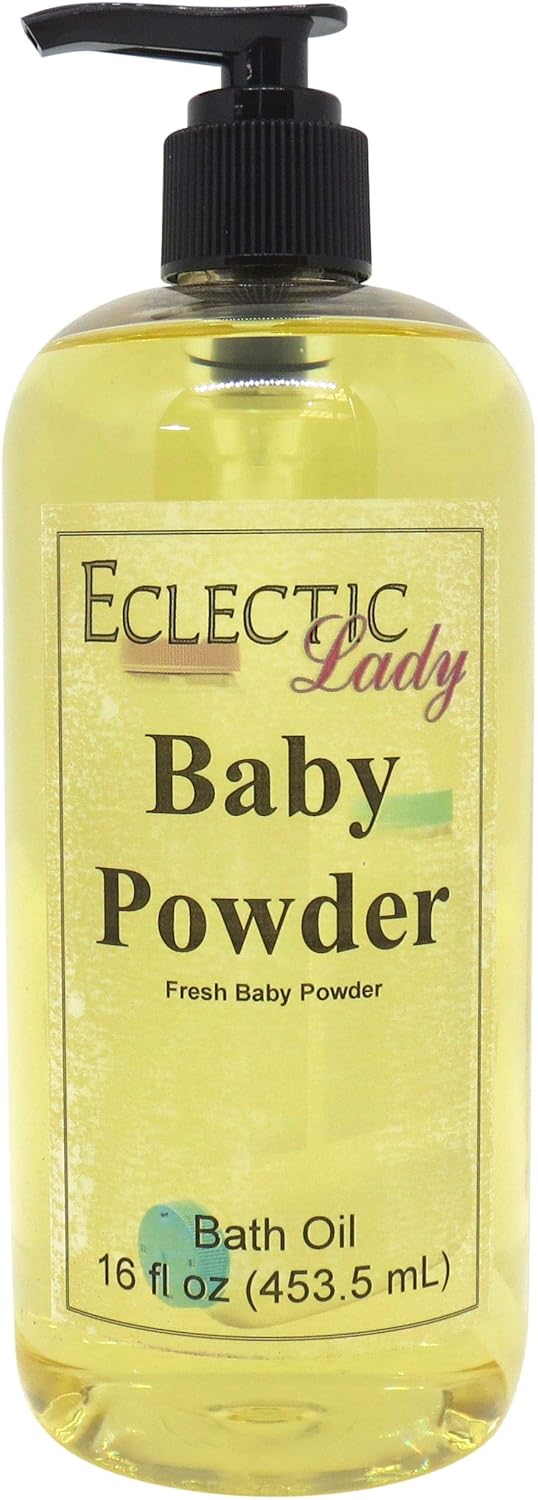 Baby Powder Bath Oil - Scented Body Oil - Relaxing & Moisturizing Bathing Oil - Fragrance Body Oil For Dry & Rough Sensitive Skin - 16 oz