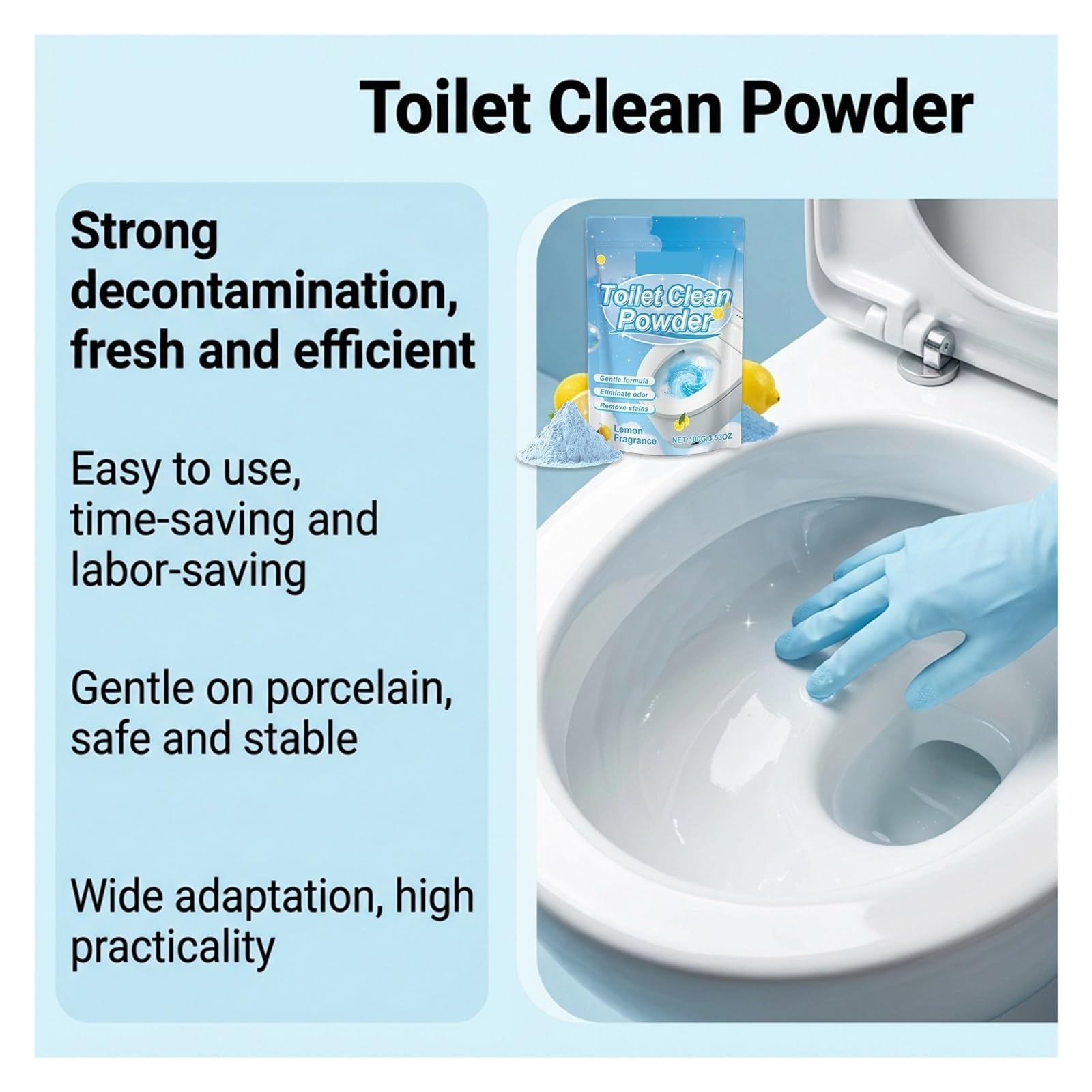 Poudre de nettoyage des toilettes domestiques