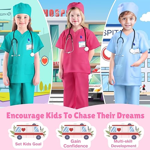 Miniatura 6 de GIFTINBOX Disfraz de médico para niños con accesorios, disfraz para niños pequeños, disfraces de Halloween para niños