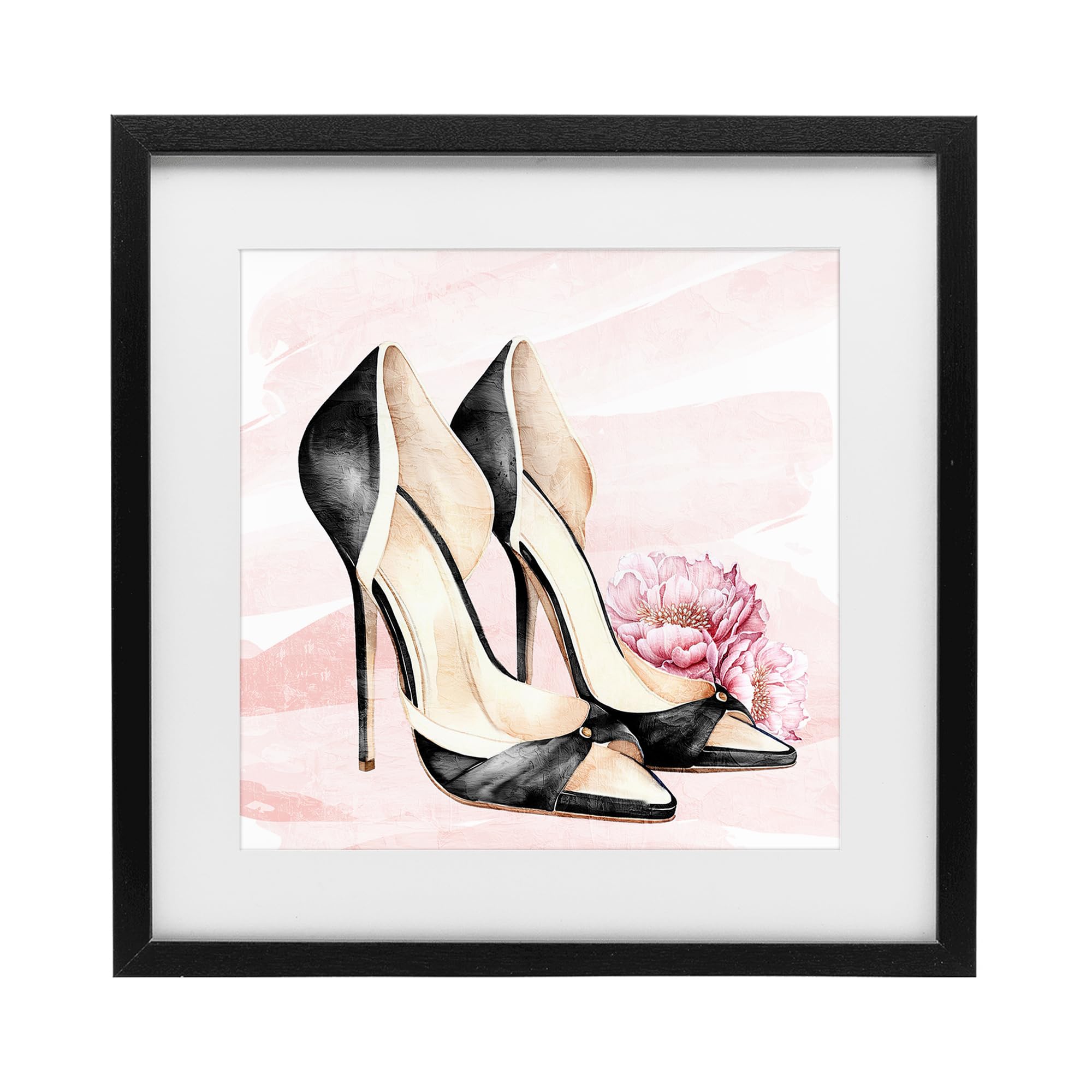 Stupell Industries Midnight Black (Textured) 'Glam Time Heels'| Framed Print Under Glass