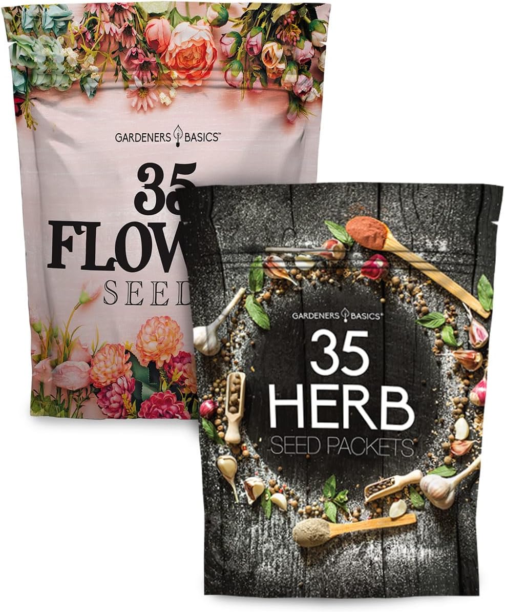 Gardening Gifts - 70 Variety Heirloom Seed Pack | 35 Herb Seeds + 35 Flower Seeds | Non-GMO, USA Grown, Pollinator Friendly | Perfect Garden Gift for Women, Men, Beginners & Plant Lovers