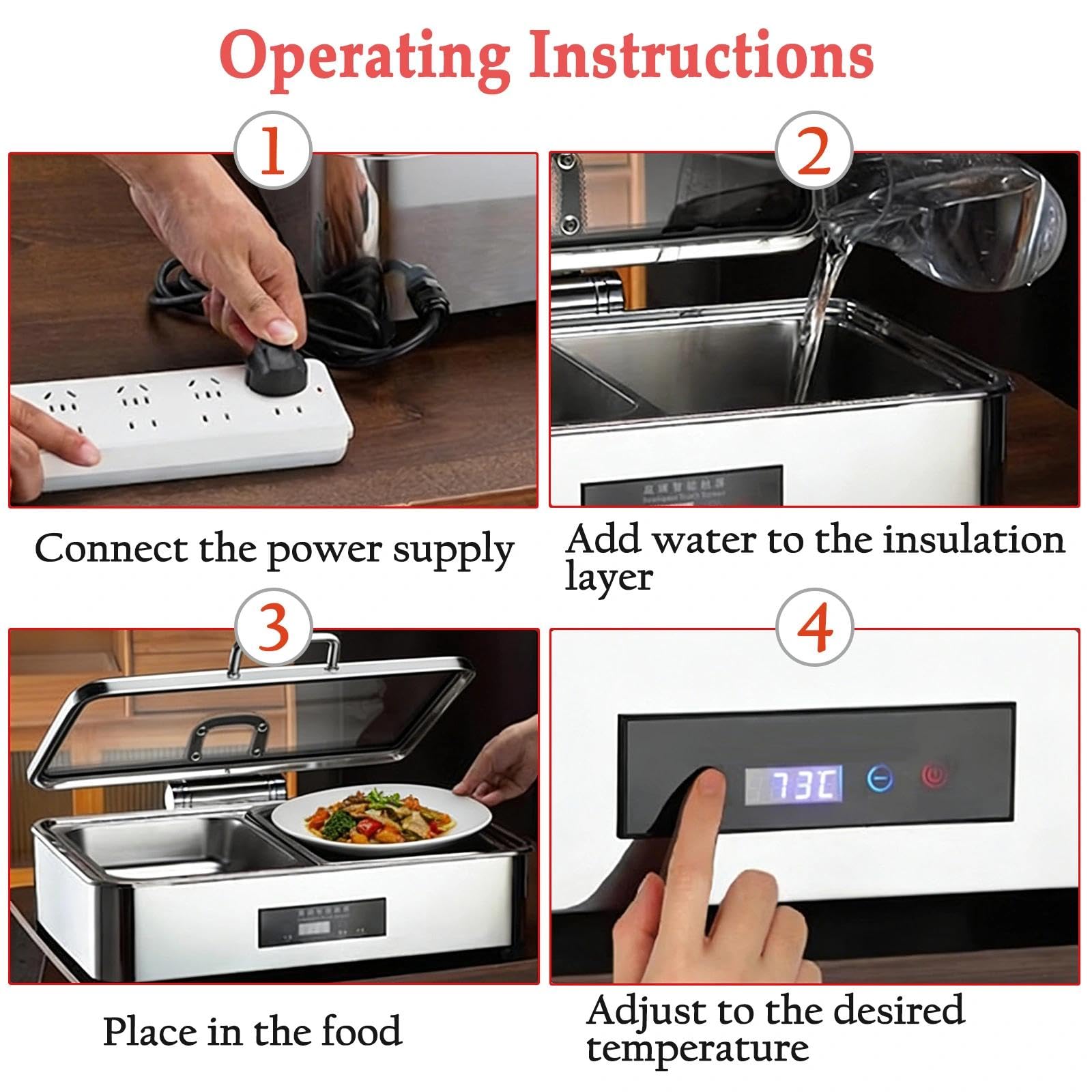 Chafing Dish Elettrico con Copertura in Vetro 9L (1/3 Pan)