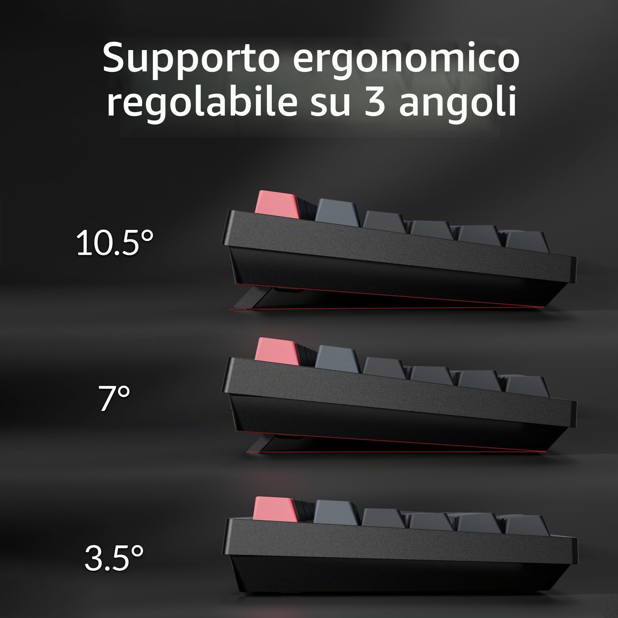 Keychron K10 Pro Tastiera Meccanica 100% AZERTY, Bluetooth 5.1 e Cavo USB-C, Compatibile QMK/Via, Retroilluminazione RGB, Batteria da 4000 mAh, Tastiera Gamer Wireless per Mac e Windows, Switch Rosso