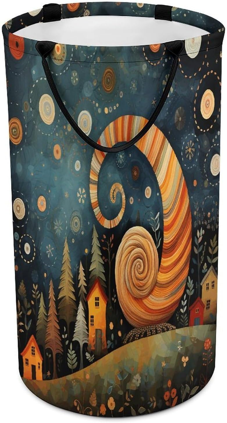 Snail Element Picture Laundry Hamper Large Collapsible Laundry Basket with Handles Waterproof Clothes Hamper Portable Dirty Clothes Basket for Bedroom Laundry Room Closet Bathroom