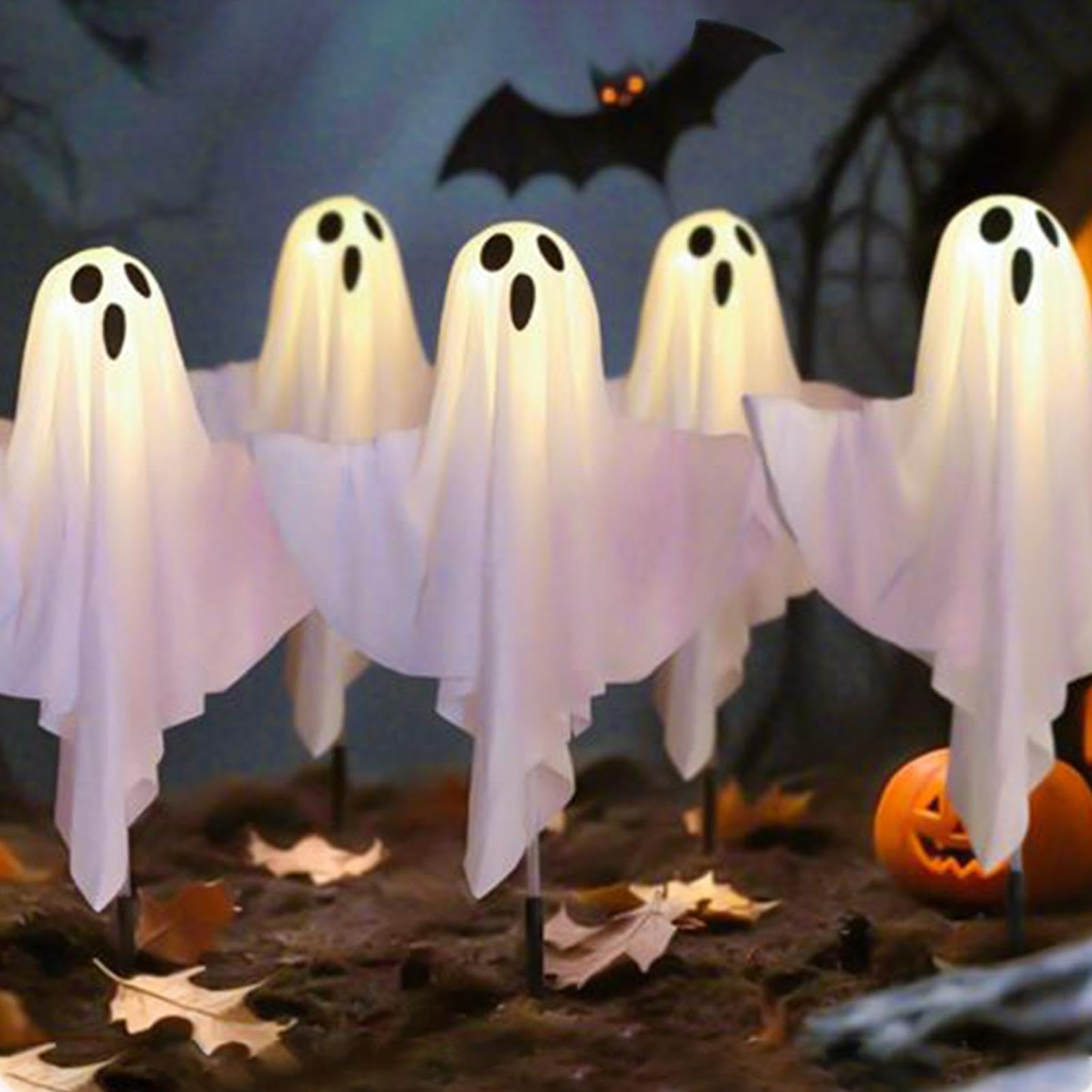 da Percorso Esterno | Addobbi paurosi e spaventosi per feste | Decorazioni fantasma illuminabili a energia solare | per giardino portico patio passerella recinzione feste festività