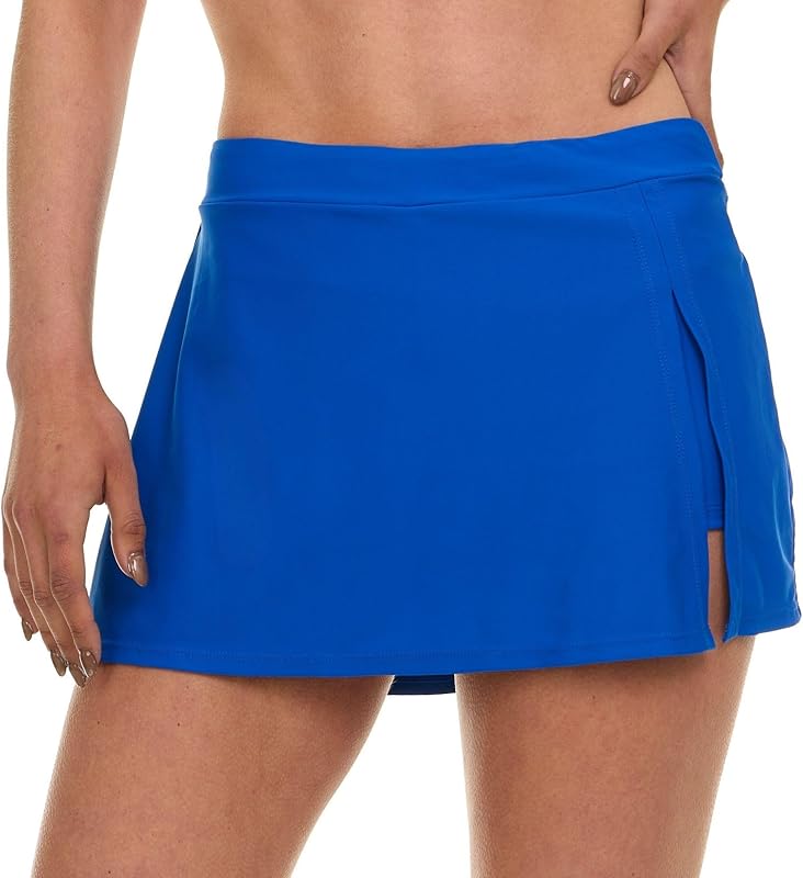 Womens Swim Skirt with Shorts Liner, Swim Skorts for Women Swimwear, Sporty Athletic Bathing Suit Skirt Bottoms