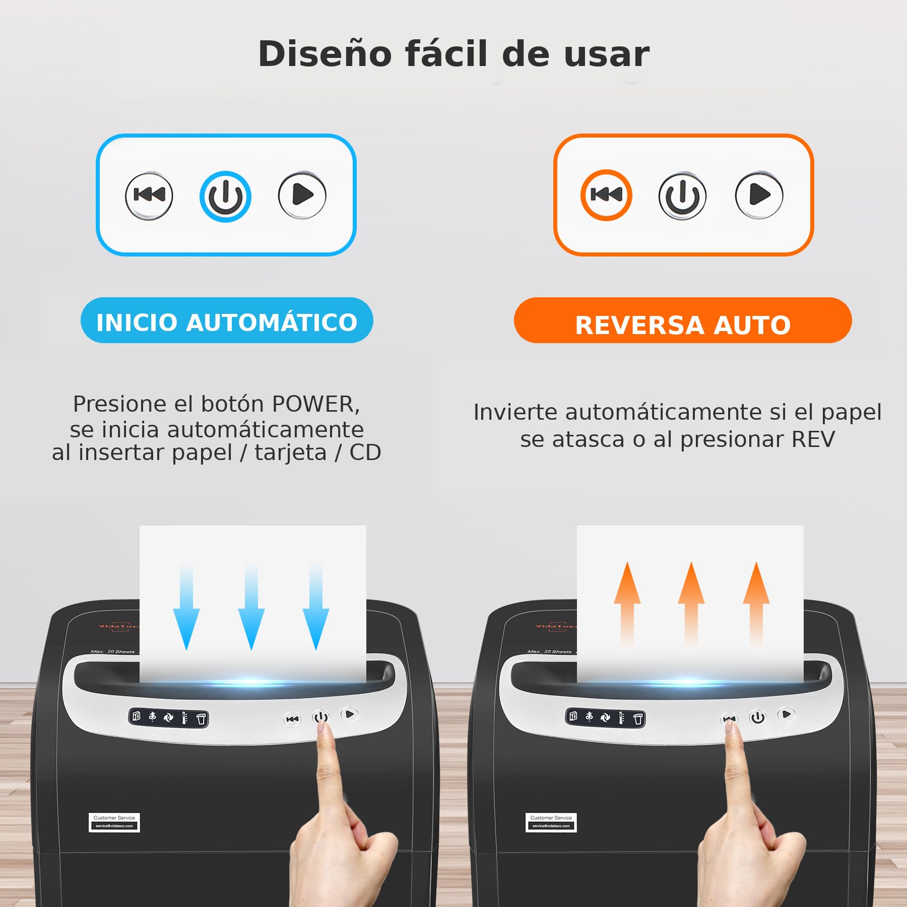 VidaTeco Trituradora de Papel Destructora de Papel Microcorte 20 Hojas 30L