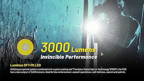 Miniatura 5 de Nitecore P23i - Linterna táctica recargable de 3000 lúmenes con baterías duales y estuche de batería Lumentac