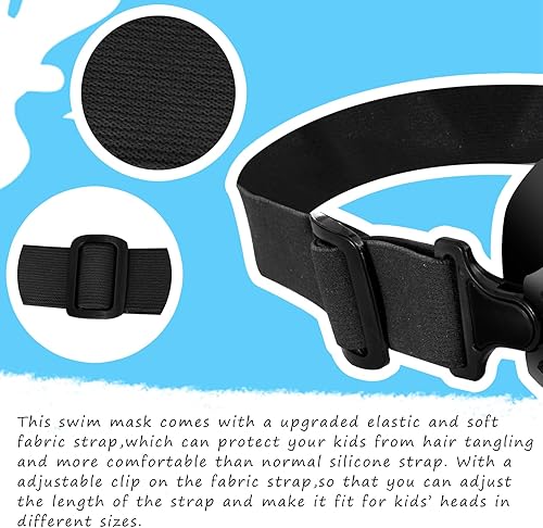 Vista 4 de OMGear Gafas de natación para niños con cubierta para la nariz, correa de tela, máscara de buceo para niños (4-16) equipo de esnórquel juvenil