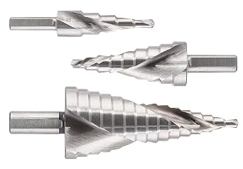 3pcs Metric Step Drill Bits for Metal, High Speed Steel Spiral Step Drill Bit, Unibit Step Drill Bit for Stainless Steel Aluminum Metal Wood 4mm-12mm, 4mm-20mm, 4mm-32mm