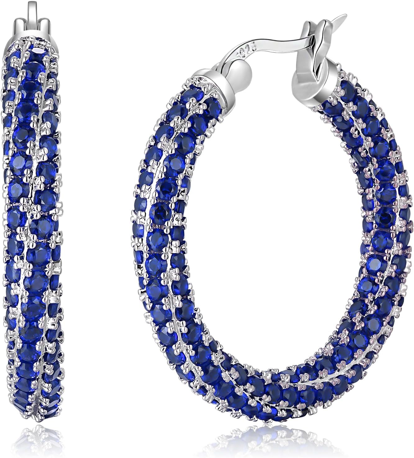 CiNily Hoop Earrings for Women Hypoallergenic, 14K Gold Plated 925 Sterling Silver Lightweight Mult-colors Crystal CZ Chunky Open Hoops Earrings Jewelry Gifts for Sensitive Ears 28mm/1.2"