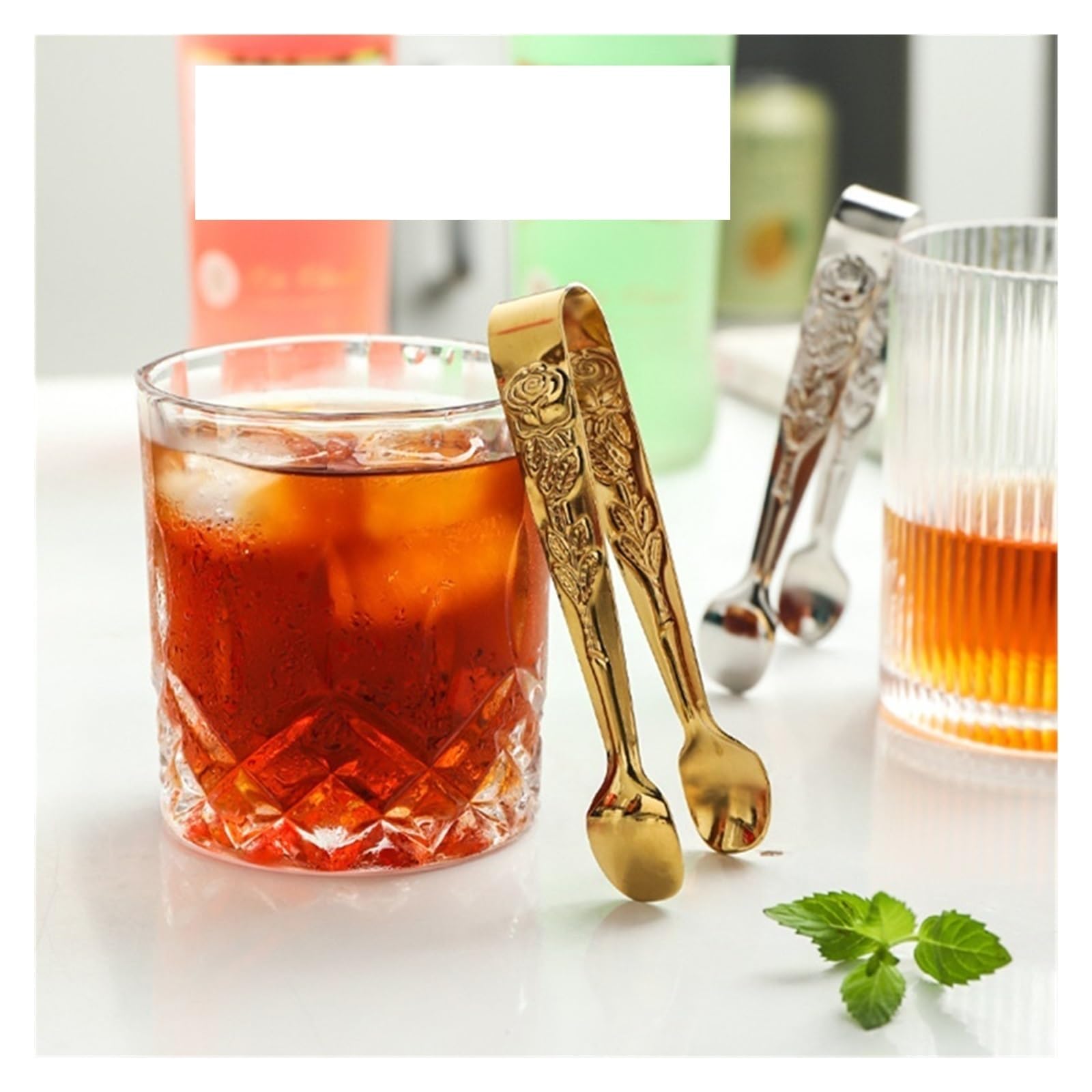 JINGYAN Pince à glaçons Food Clip Tongs Stainless Steel Ice Cube Holder Cooking Grill Fruit Salad Clamp Kitchen Accessories