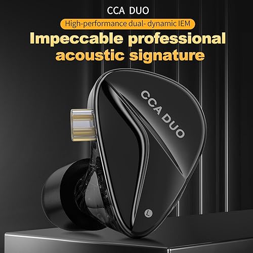 Miniatura 2 de CCA Duo - Auriculares IEM con controladores dinámicos duales en el oído, auriculares con cable, sonido estéreo de alta fidelidad con cavidad impresa